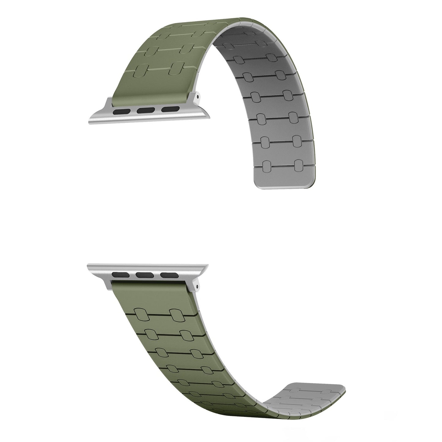Color - blocking magnetic silicone apple watch strap
