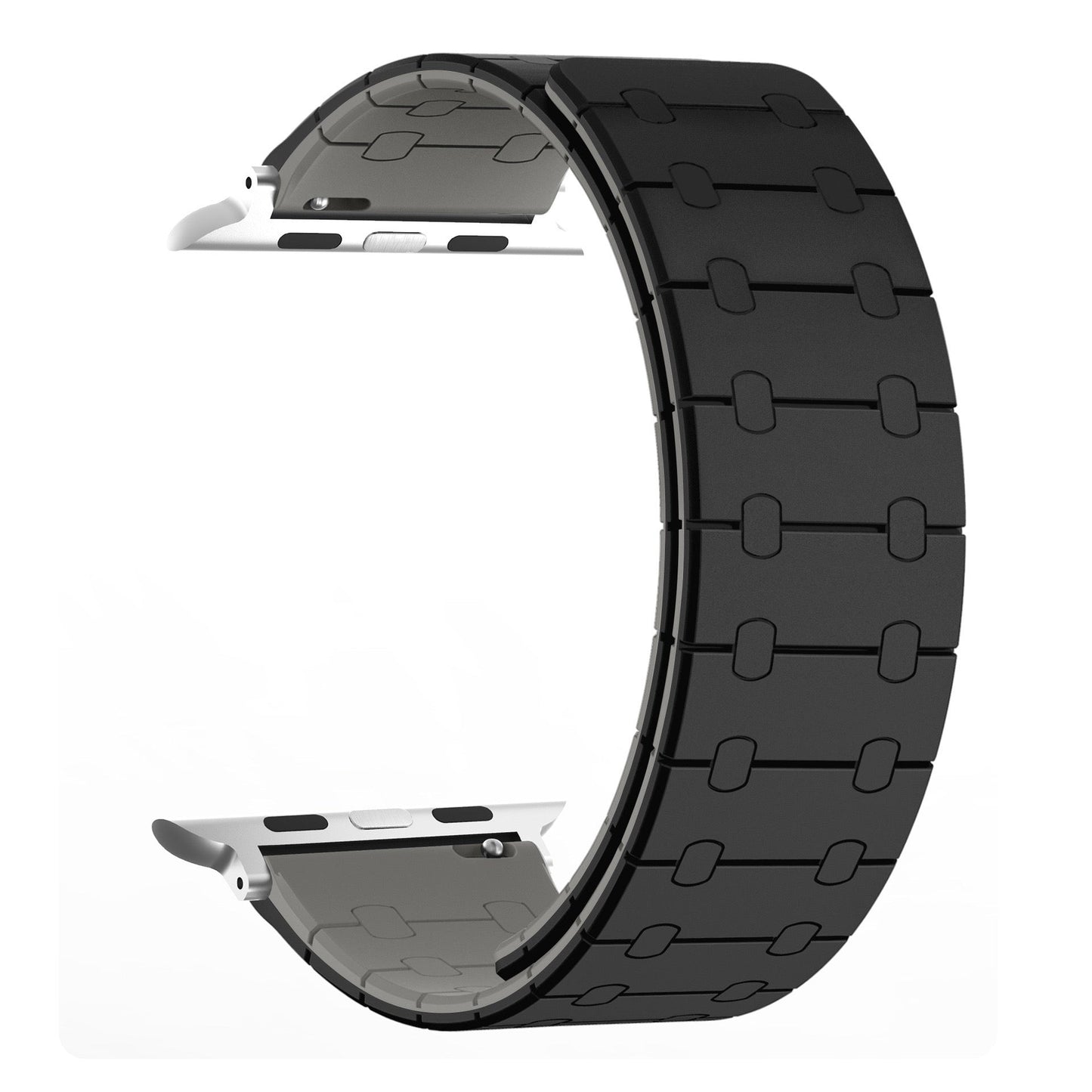 Color - blocking magnetic silicone apple watch strap