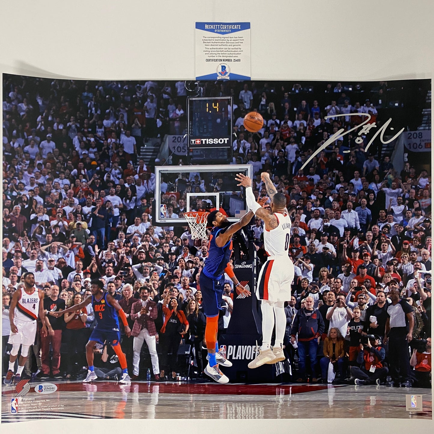 Autographed/Signed Damian Lillard Portland Trail Blazers Buzzer Beater 16x20 Basketball Photo Beckett BAS COA