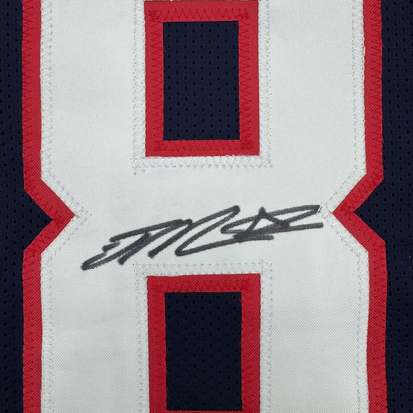 Framed Autographed/Signed Joe Mixon 35x39 Houston Blue Football Jersey JSA COA