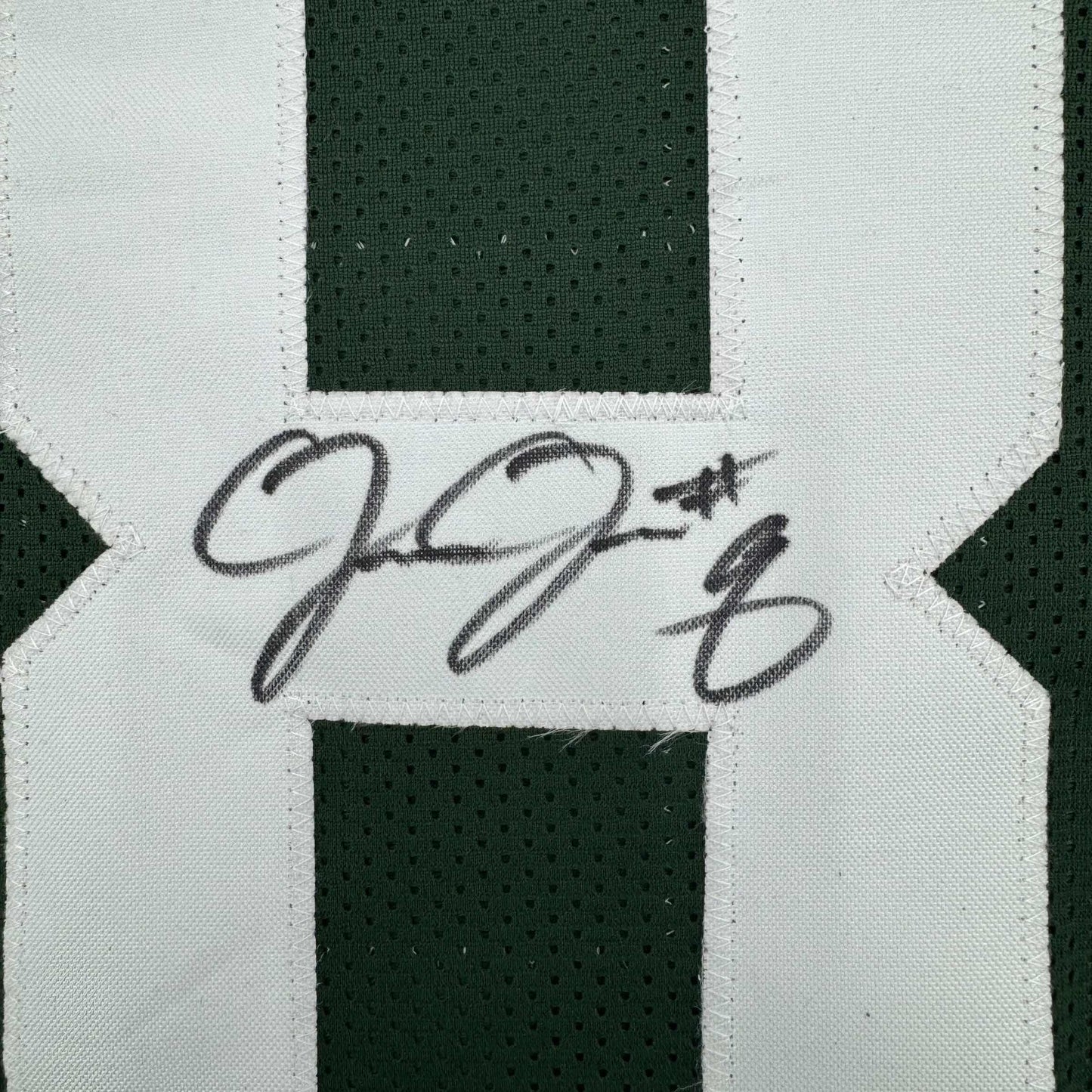 Framed Autographed/Signed Josh Jacobs 35x39 Green Bay Green Football Jersey Beckett BAS COA