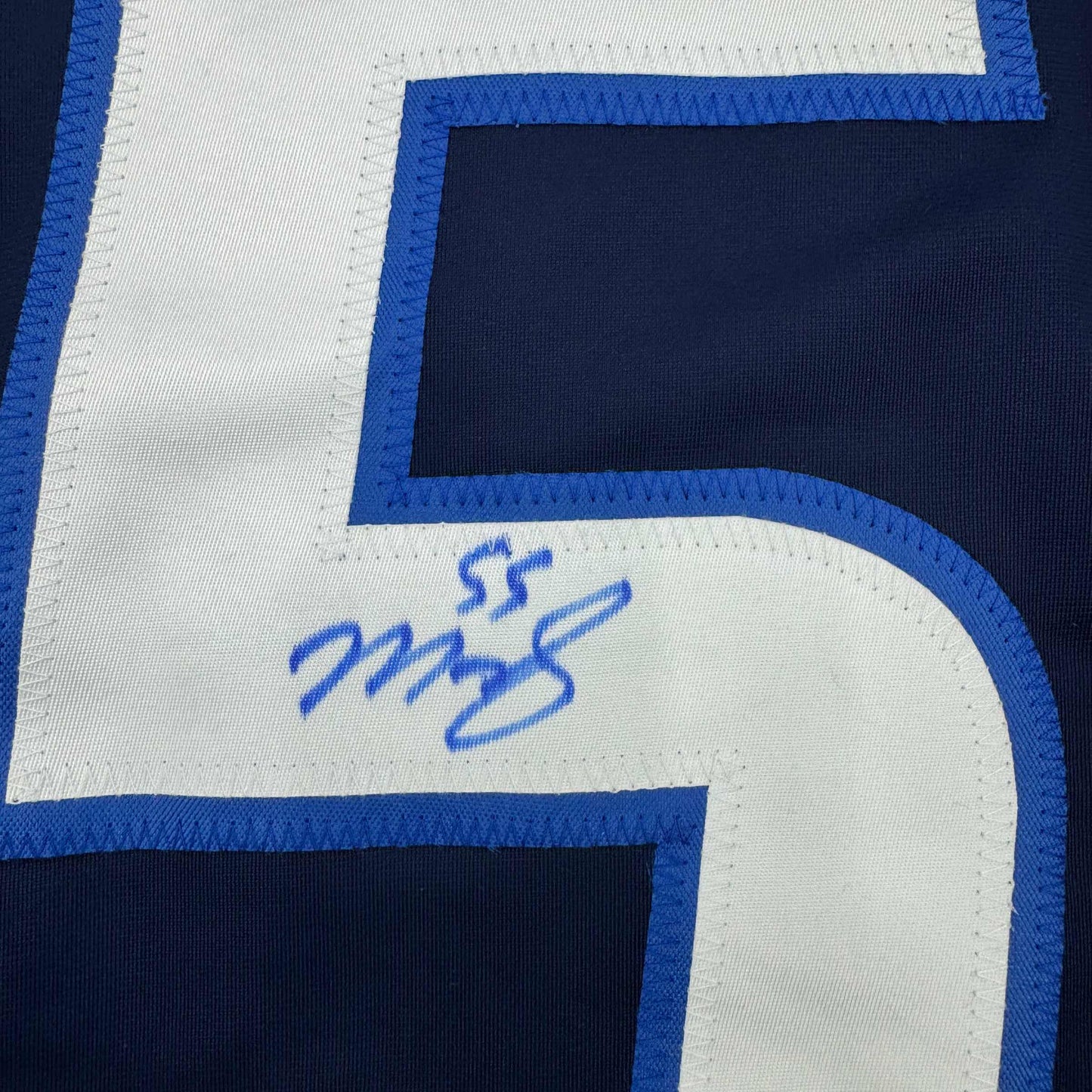 Framed Autographed/Signed Mark Scheifele 35x39 Winnipeg Blue Hockey Jersey JSA COA