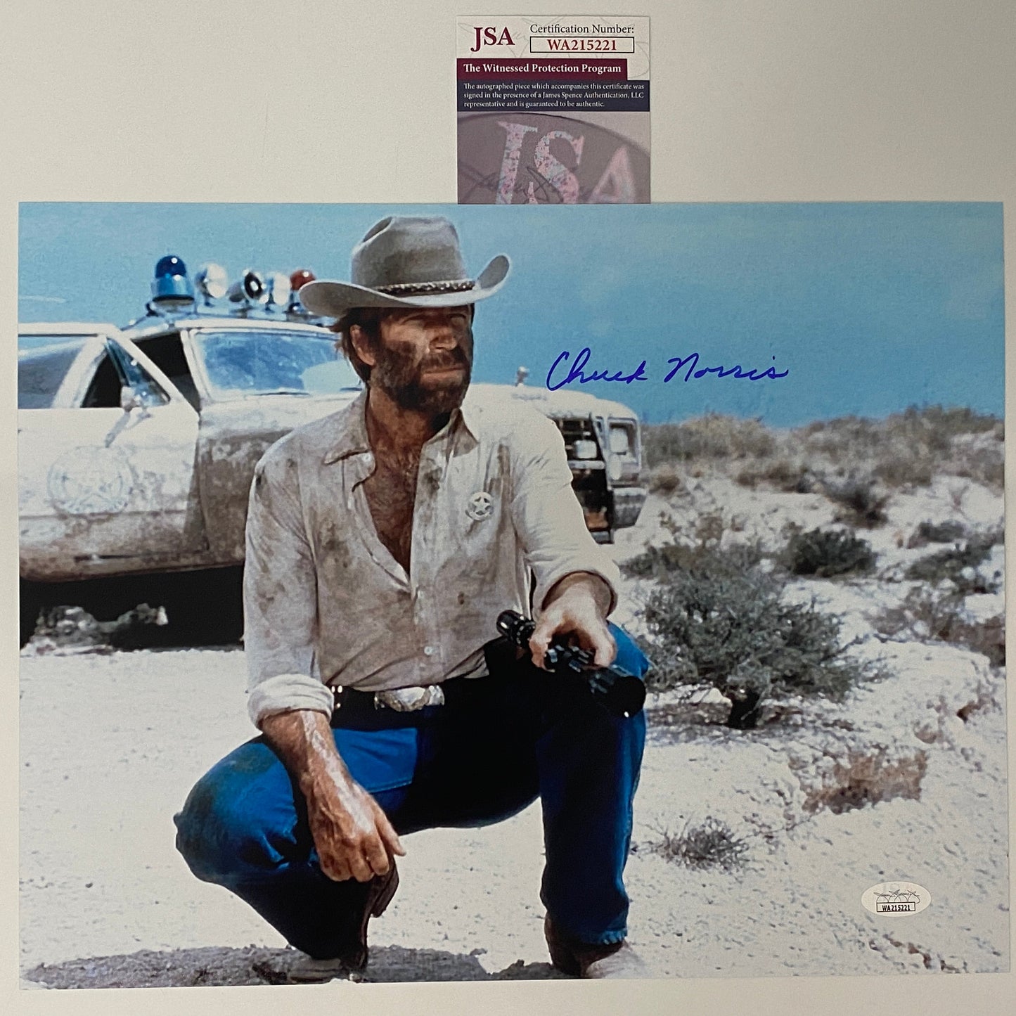 Autographed/Signed Chuck Norris Lone Wolf McQuade 11x14 Movie Photo JSA COA #9