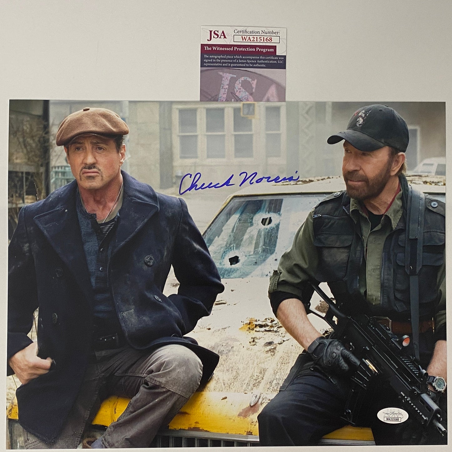 Autographed/Signed Chuck Norris The Expendables 2 11x14 Movie Photo JSA COA #2