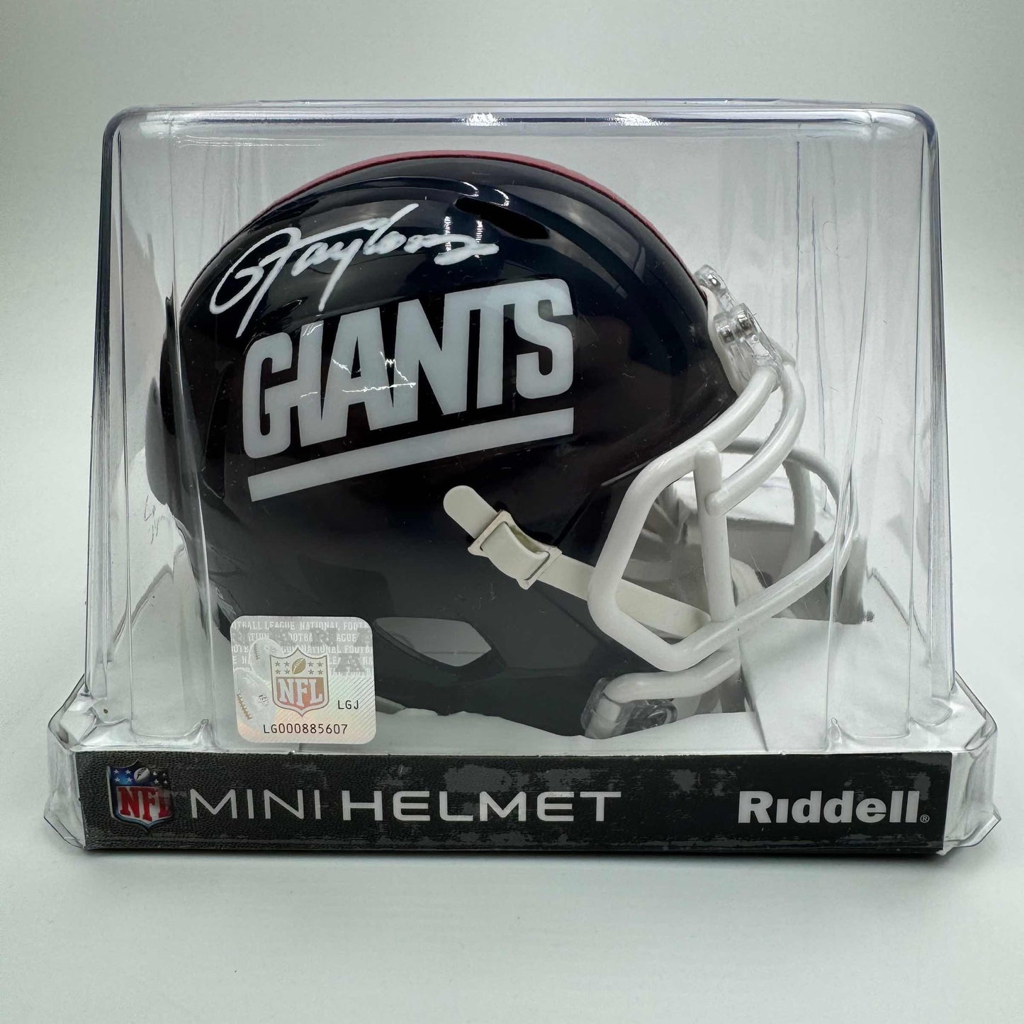 Autographed/Signed Lawrence Taylor New York Giants Retro Mini Football Helmet Beckett BAS COA