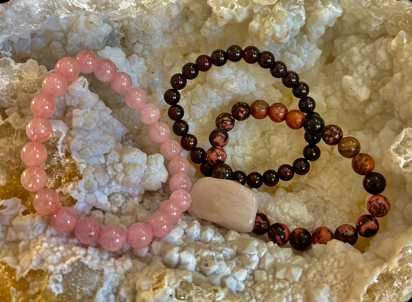 Intentions Bracelet Set – Love (Rose Quartz, Rhodonite & Garnet)