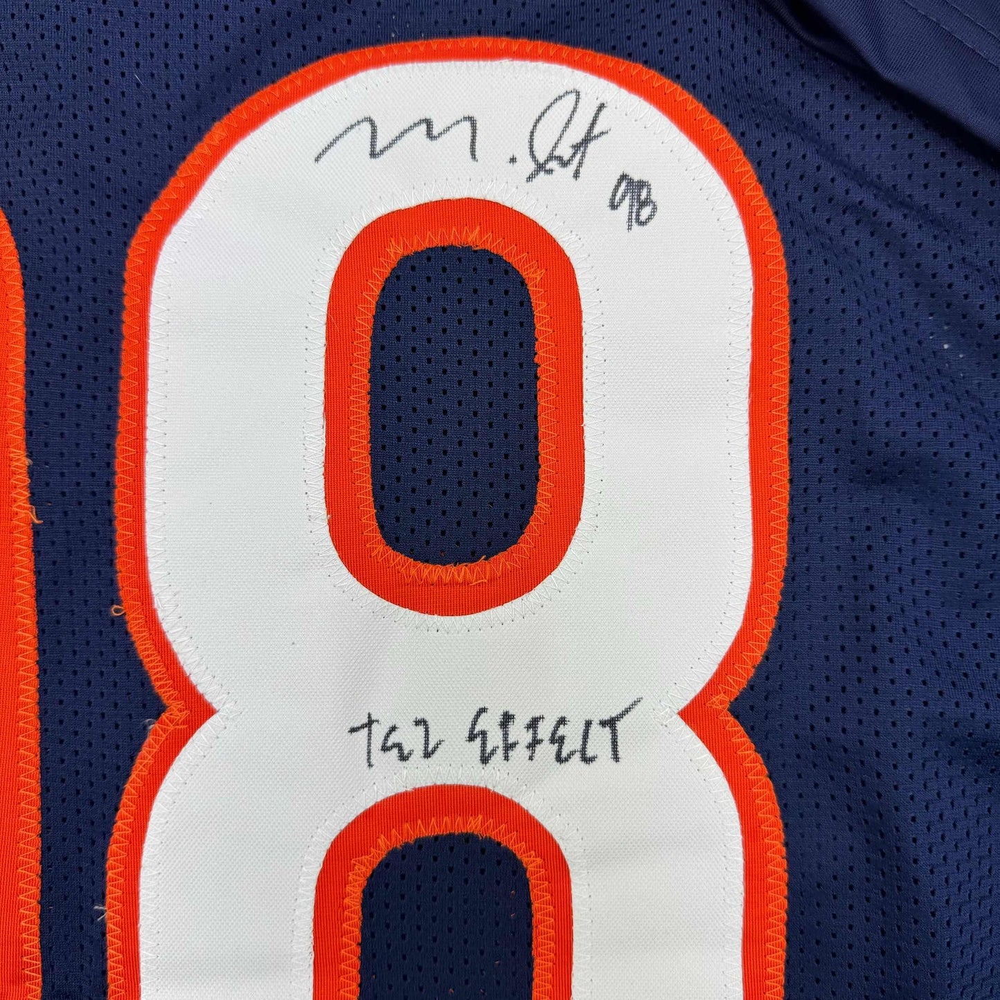 Framed Autographed/Signed Montez Sweat Tez Effect 35x39 Chicago Blue Football Jersey PSA COA