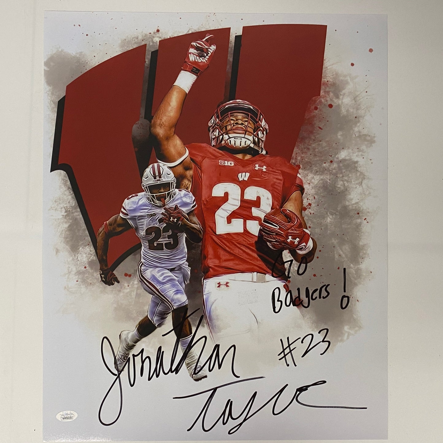 Autographed/Signed Jonathan Taylor Wisconsin Badgers 16x20 College Football Photo JSA COA