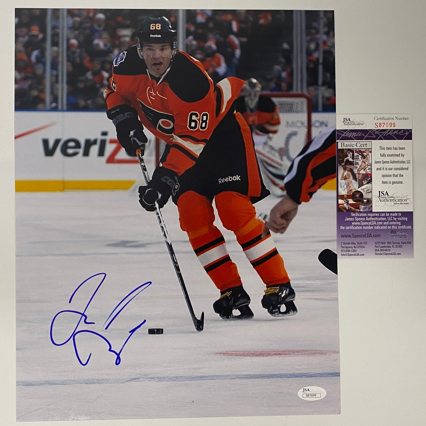 Autographed/Signed Jaromir Jagr Philadelphia Flyers 11x14 Hockey Photo JSA COA