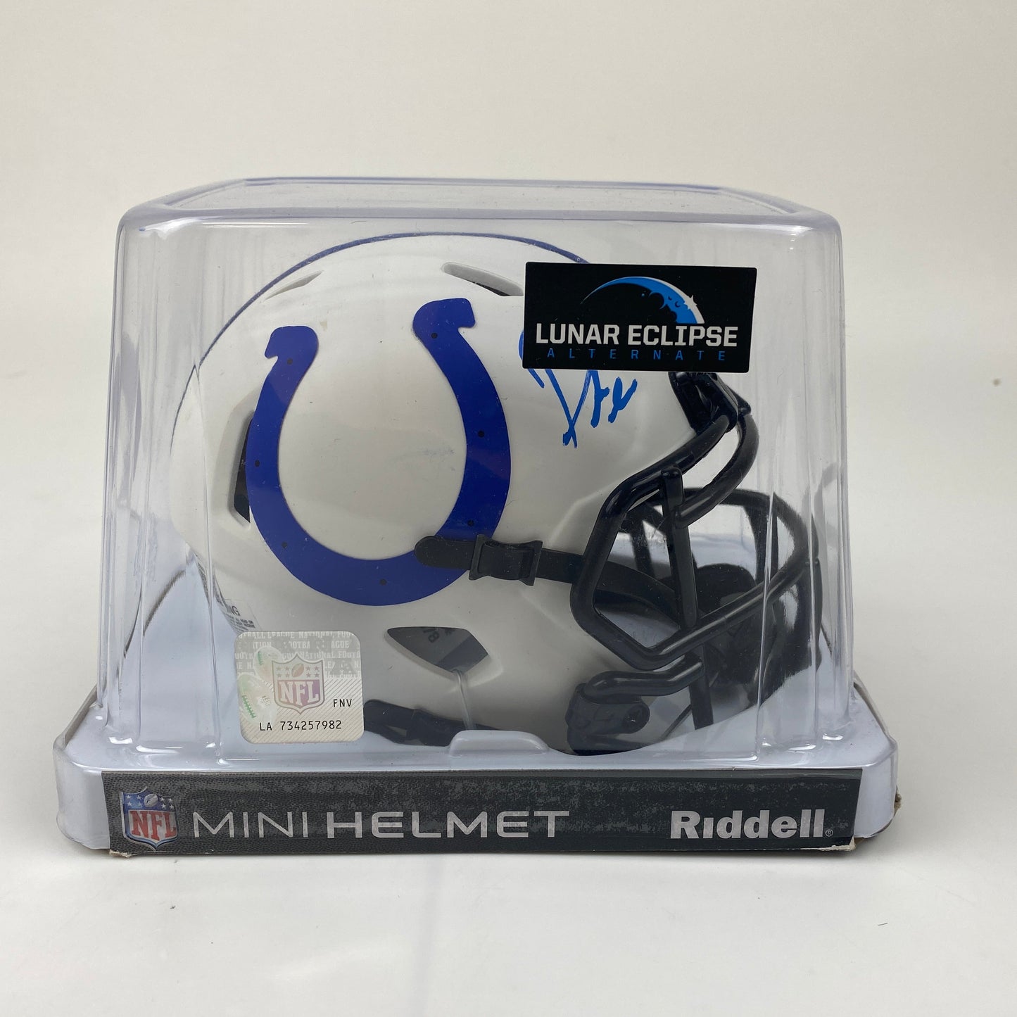 Autographed/Signed Pat McAfee Indianapolis Colts Lunar Eclipse Mini Football Helmet Beckett BAS COA