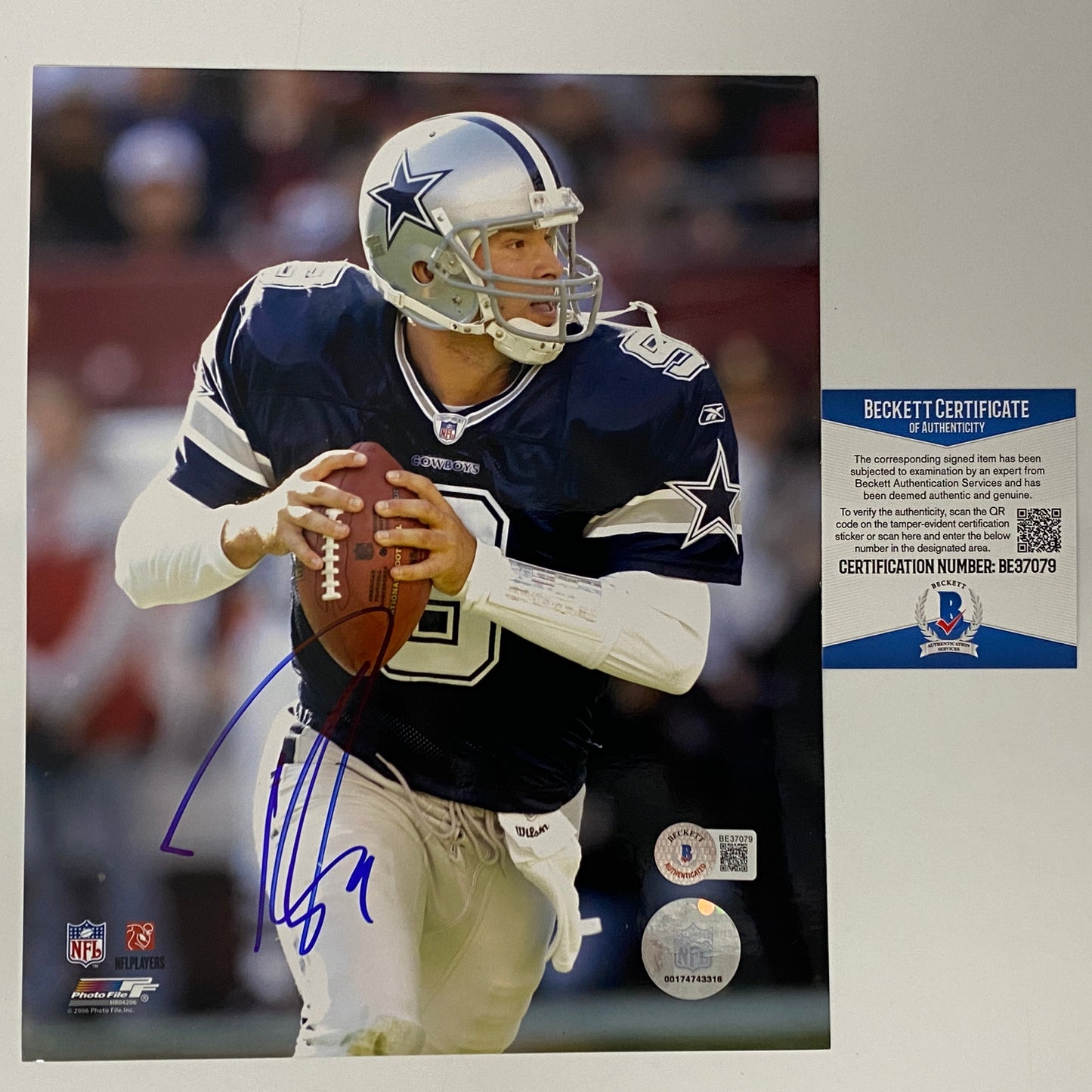 Autographed/Signed Tony Romo Dallas Cowboys 8x10 Football Photo Beckett BAS COA #2