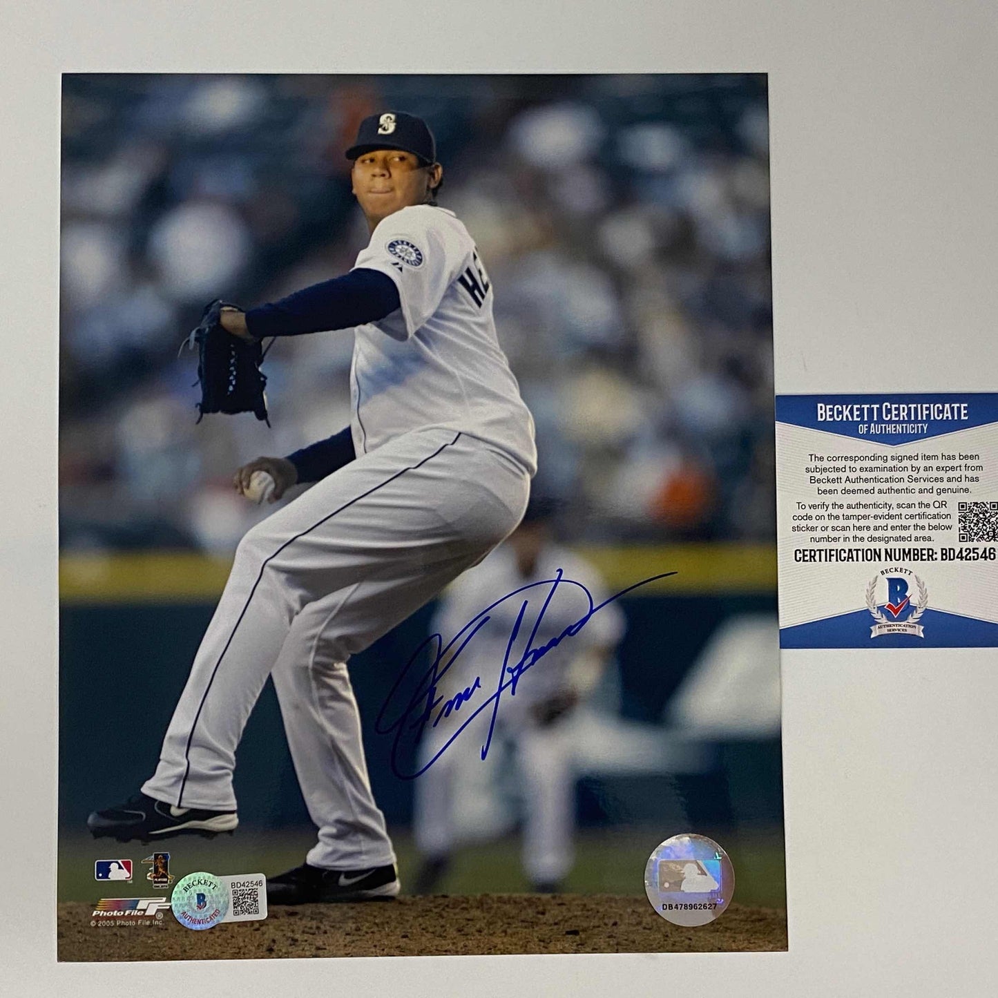 Autographed/Signed Felix Hernandez Seattle Mariners 8x10 Baseball Photo Beckett BAS COA #1