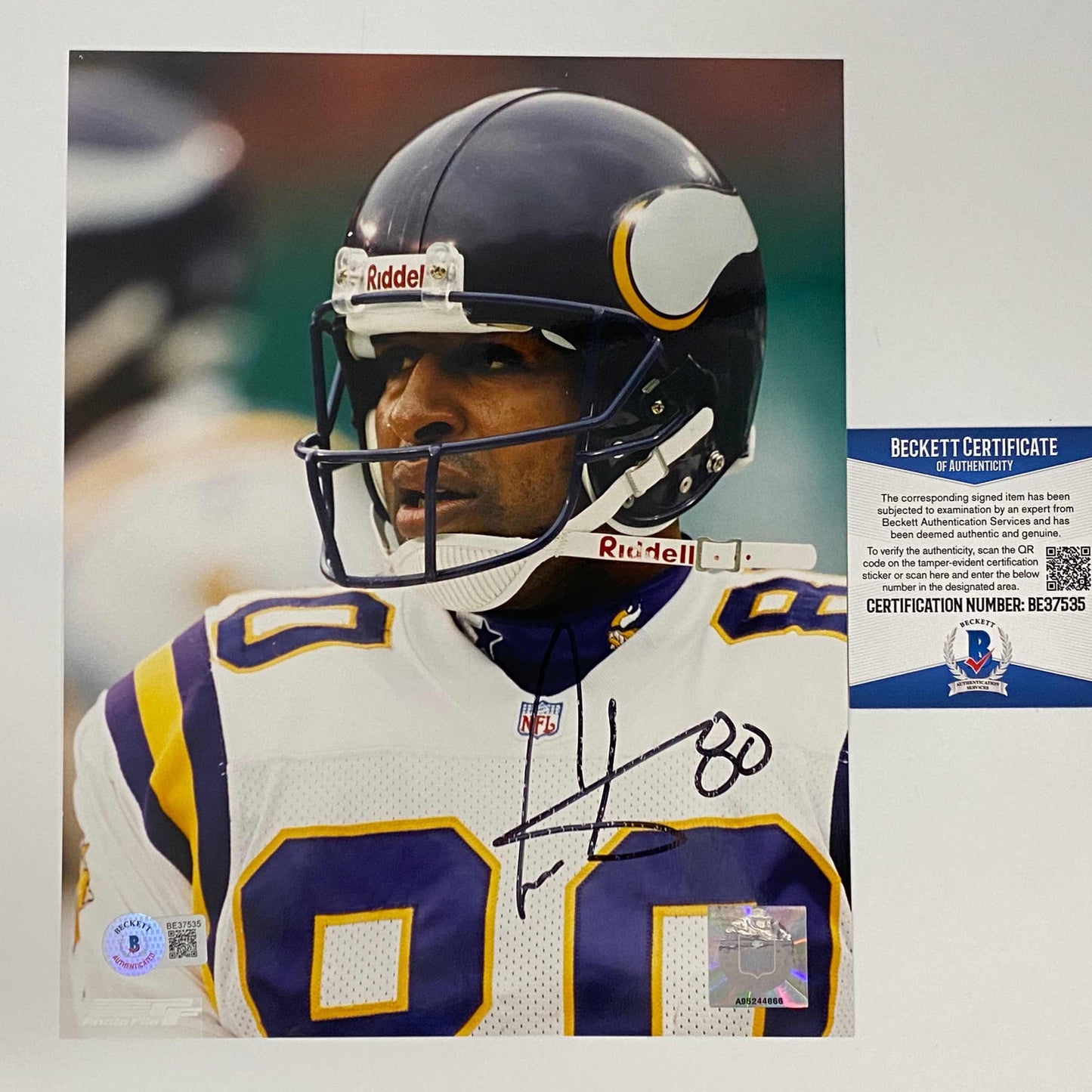 Autographed/Signed Cris Carter Minnesota Vikings 8x10 Football Photo Beckett BAS COA #1