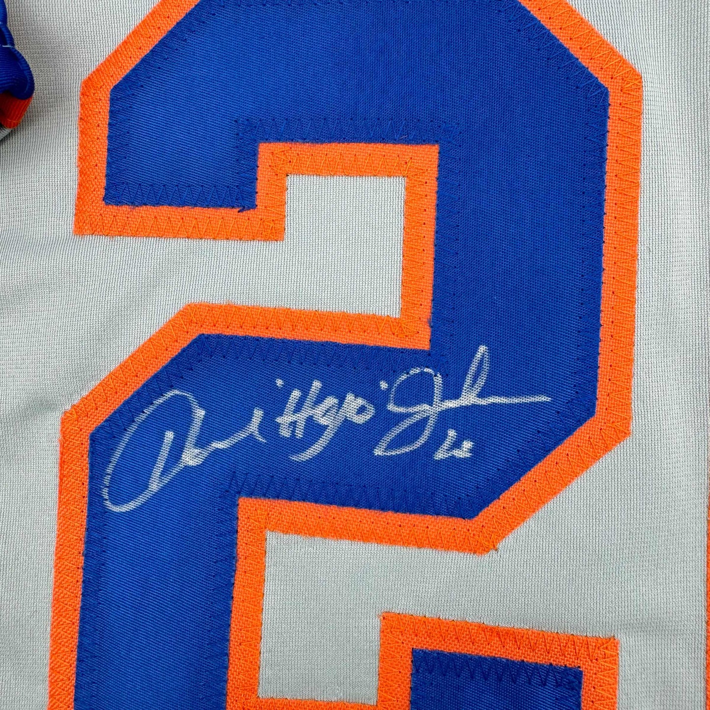 Framed Autographed/Signed Howard Johnson HOJO 35x39 New York Grey Baseball Jersey JSA COA
