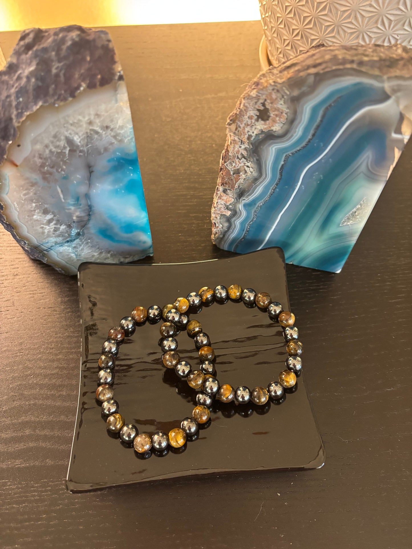 Tiger Eye & Hematite Protection Bracelet – Strength, Balance & Grounding Energy (Unisex)