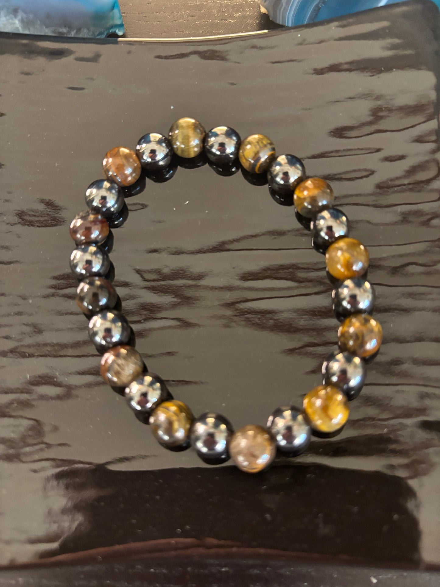 Tiger Eye & Hematite Protection Bracelet – Strength, Balance & Grounding Energy (Unisex)