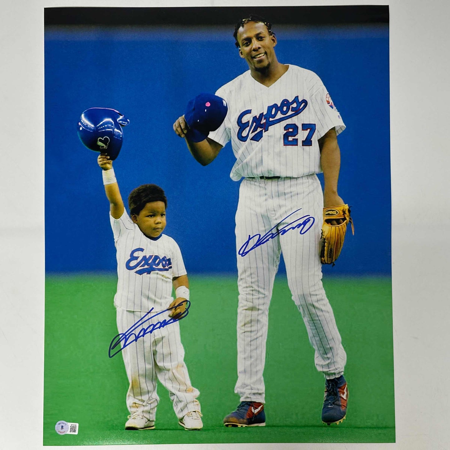 Autographed/Signed Vladimir Vlad Guerrero Jr. & Sr. Montreal Expos 16x20 Baseball Photo Beckett BAS COA