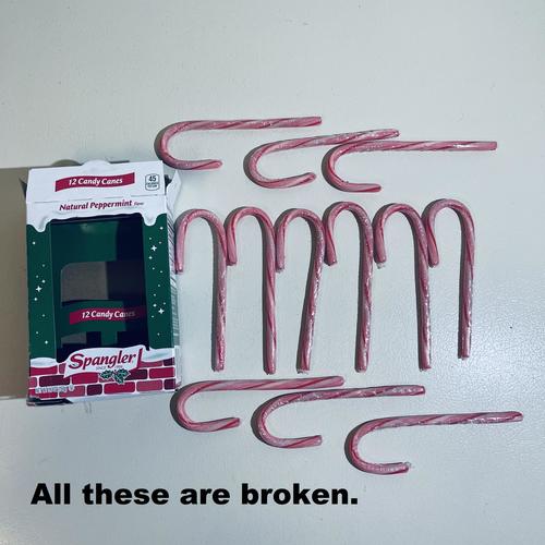 96 Individually Wrapped CandyRific Spangler Peppermint Candy Canes, MOST BROKEN!