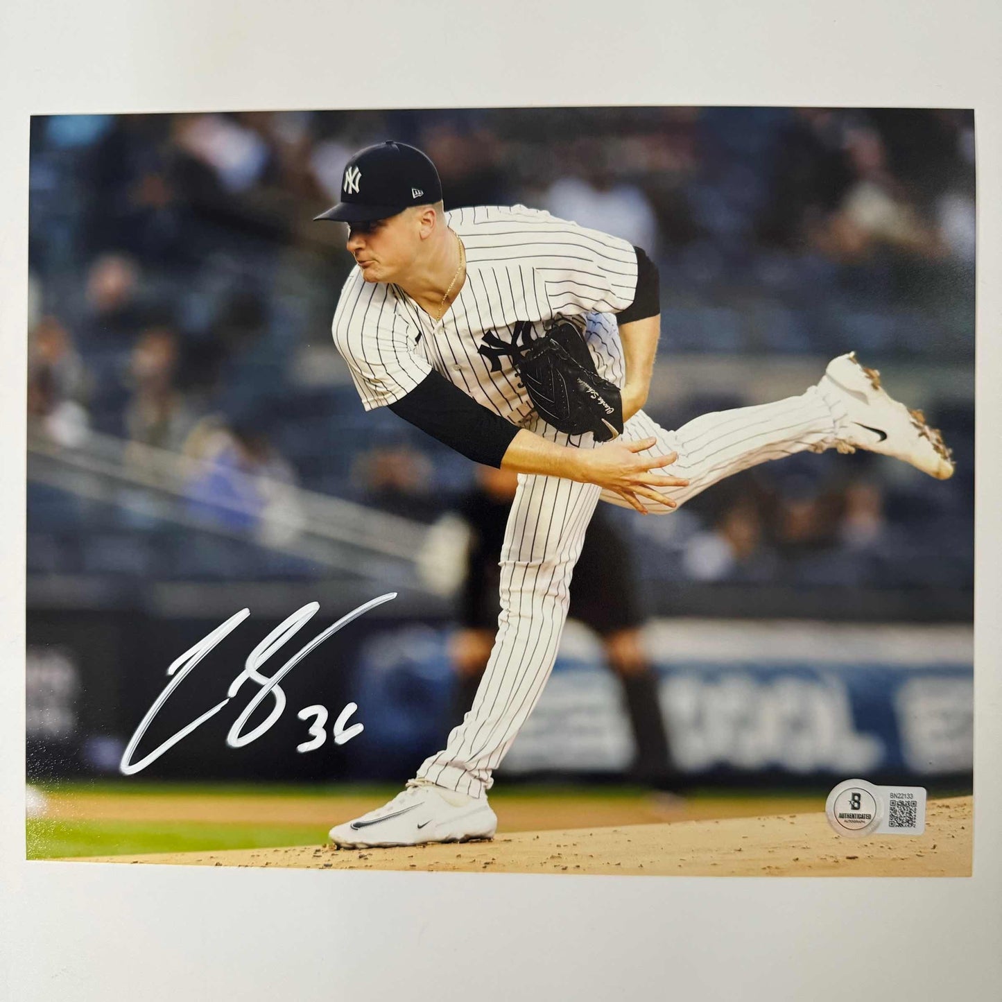 Autographed/Signed Clarke Schmidt New York Yankees 8x10 Baseball Photo Beckett BAS COA