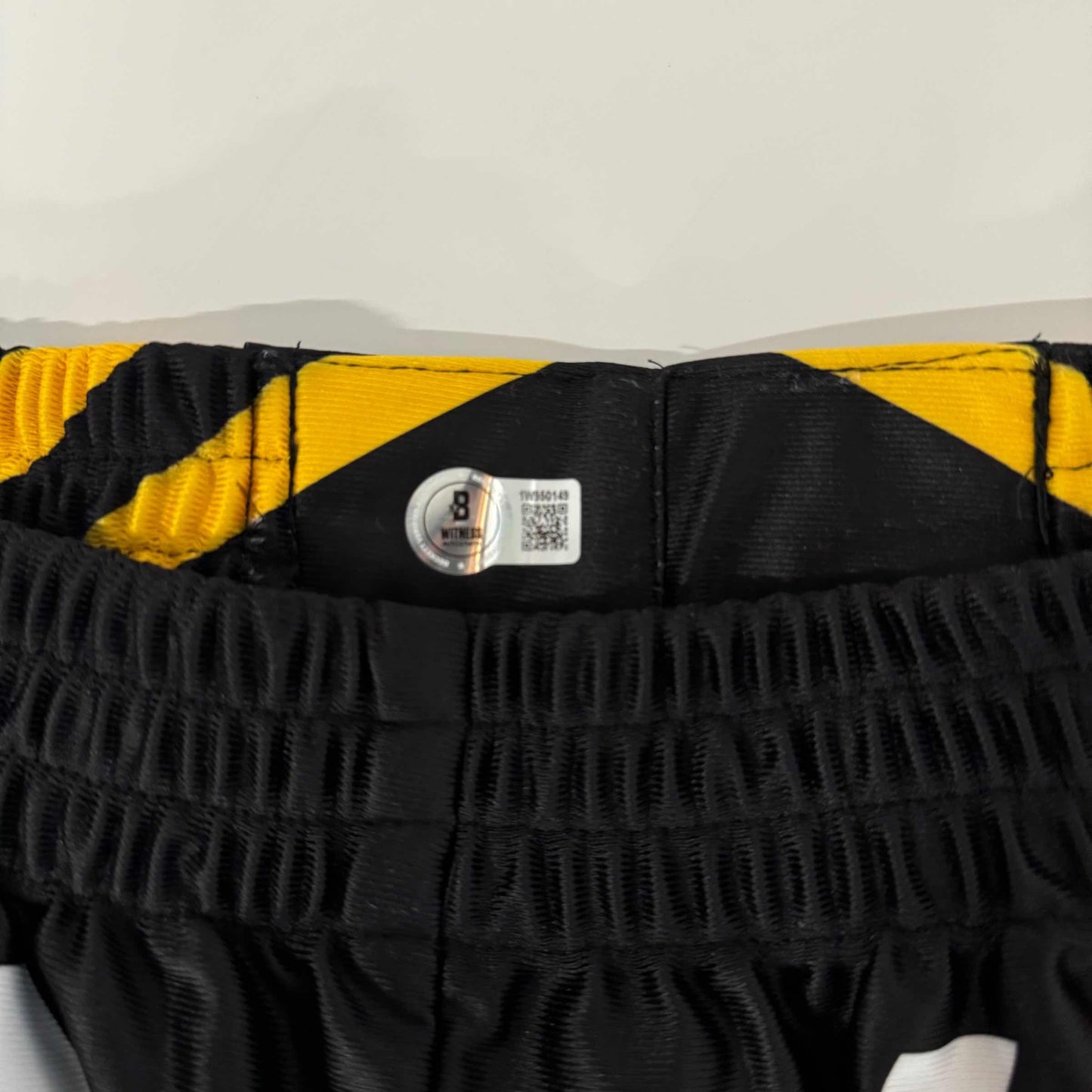 Autographed/Signed Charles Oliveira Yellow Brazil UFC MMA Trunks Shorts Ultimate Fighting Beckett BAS COA