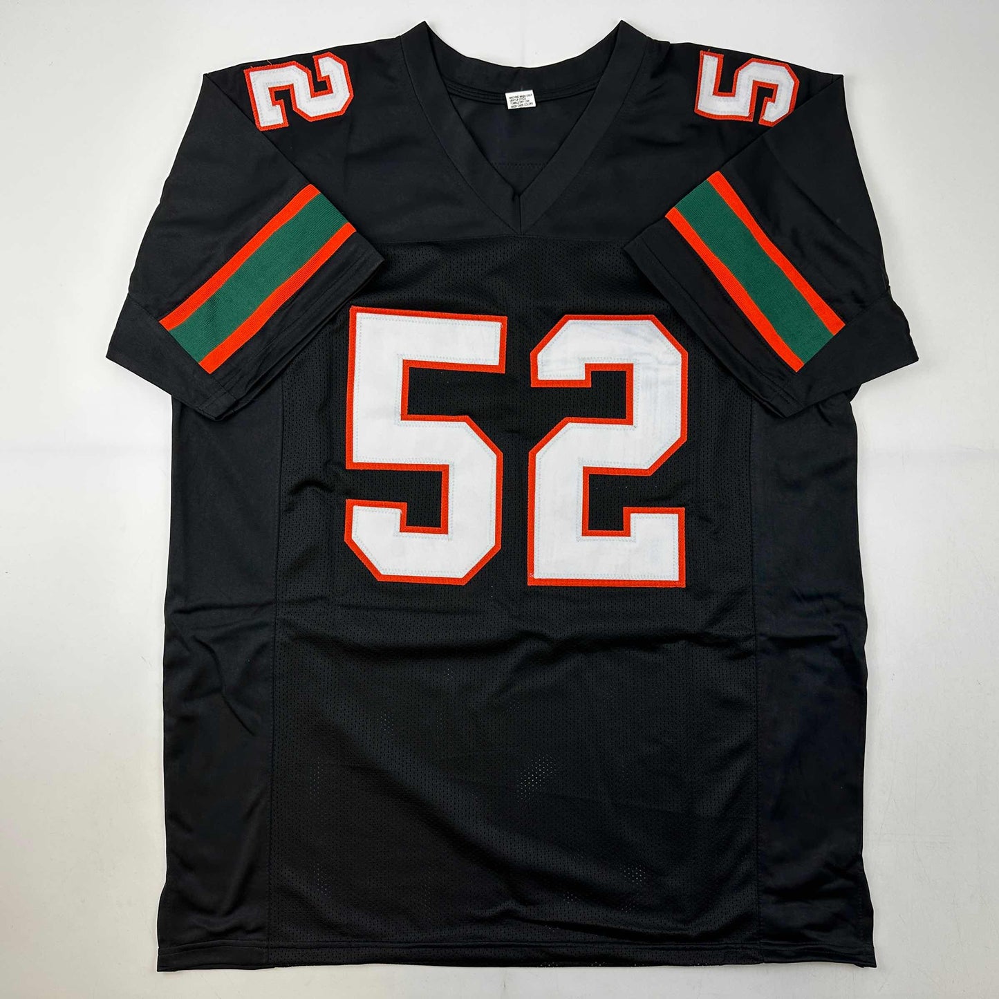 Autographed/Signed Ray Lewis Miami Black College Football Jersey Beckett BAS COA