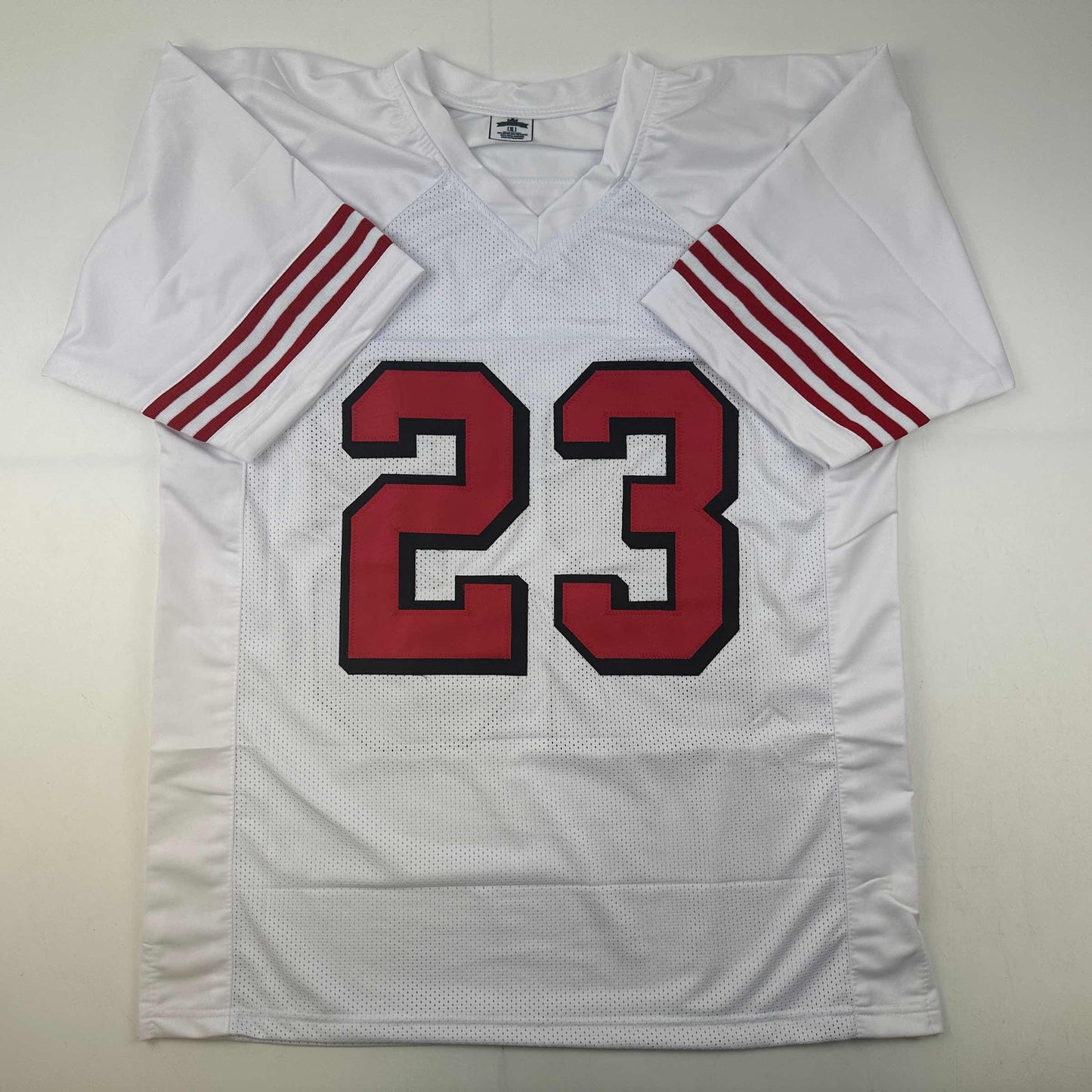 Autographed/Signed Christian McCaffrey San Francisco White Alternate Football Jersey JSA COA
