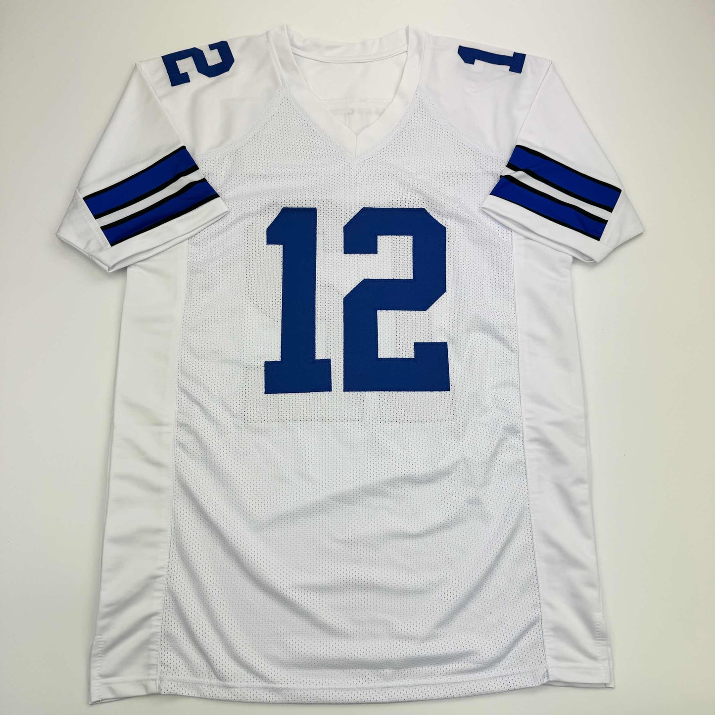 Autographed/Signed Roger Staubach Dallas White Football Jersey Beckett BAS COA