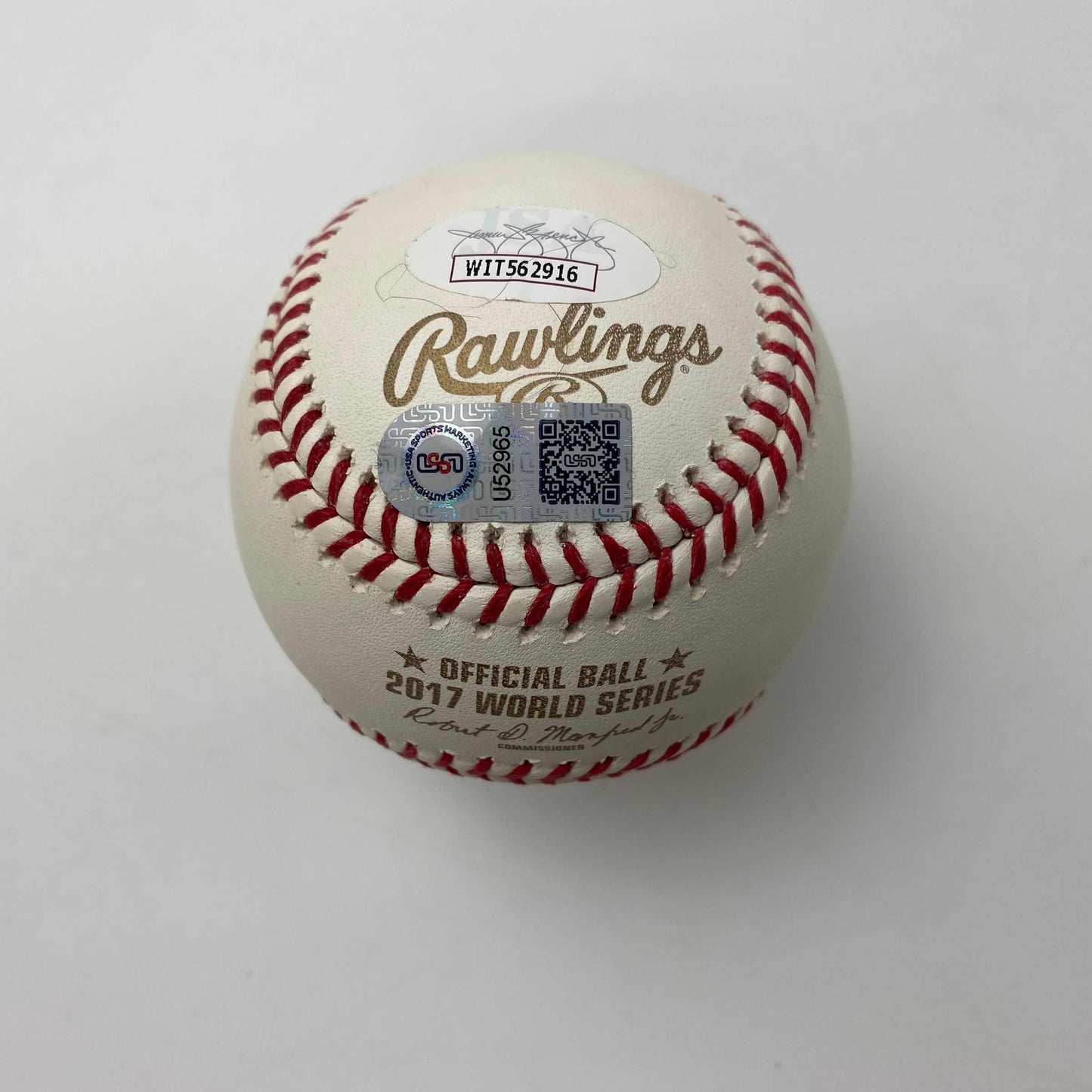 Autographed/Signed Jose Altuve & George Springer 2017 World Series Rawlings Official Major League Baseball ROML JSA COA