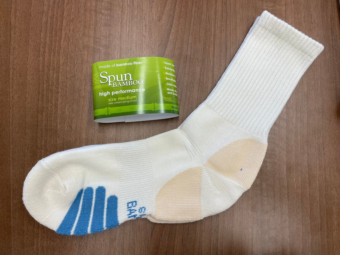 High Performance Crew Bamboo Viscose Socks Unisex White Color - 5-pack