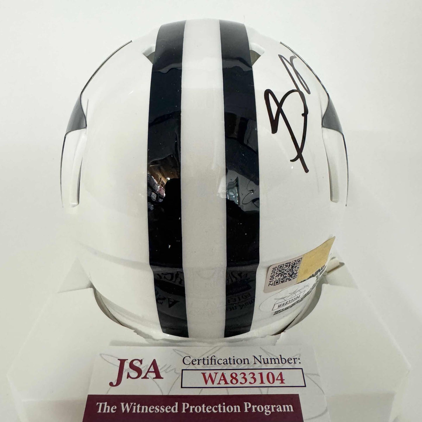 Autographed/Signed Stephon Gilmore Dallas Cowboys White Retro Mini Football Helmet JSA COA
