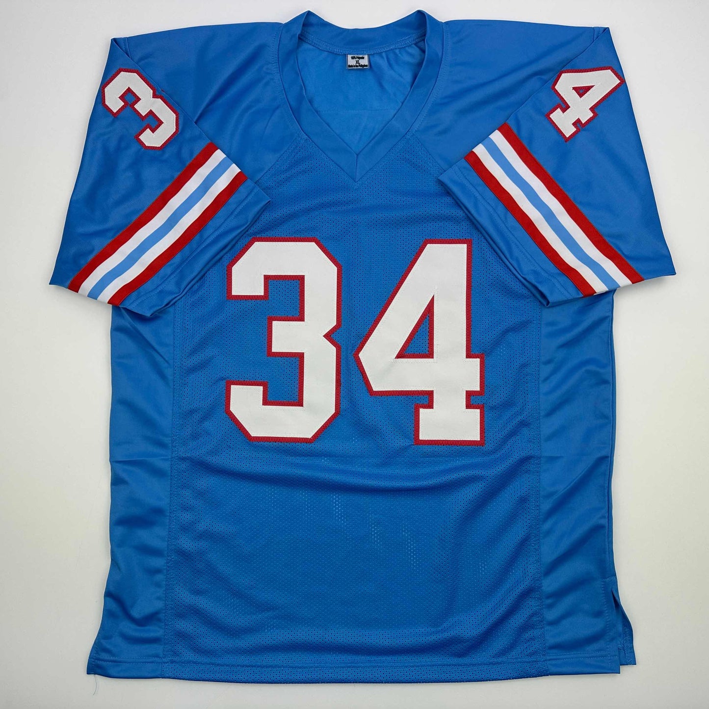 Autographed/Signed Earl Campbell HOF 91 Houston Blue Football Jersey Beckett BAS COA