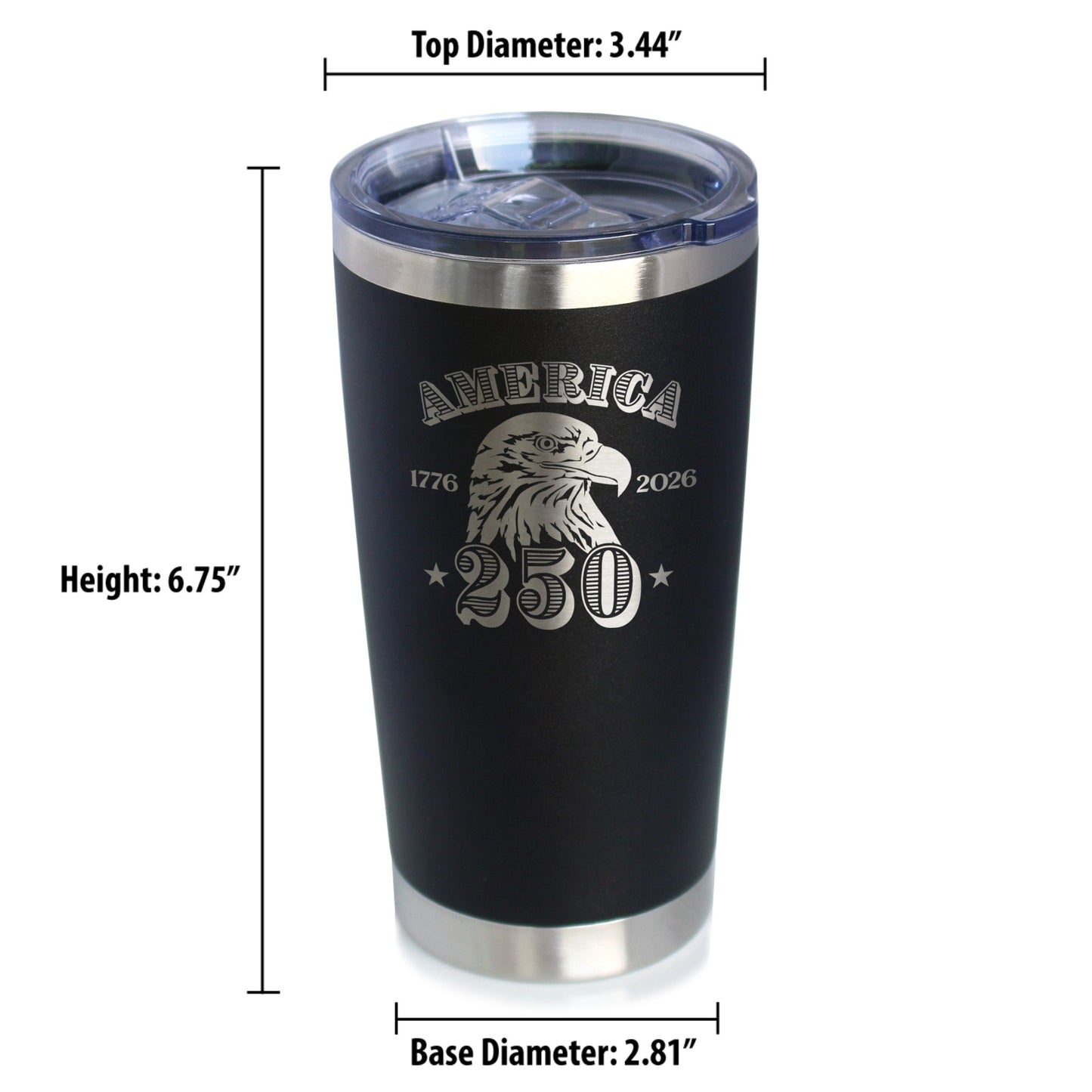 America 250th Anniversary Insulated Coffee Tumbler with Sliding Lid America 250 Merchandise Etched in USA 20oz Stainless Steel Tumbler