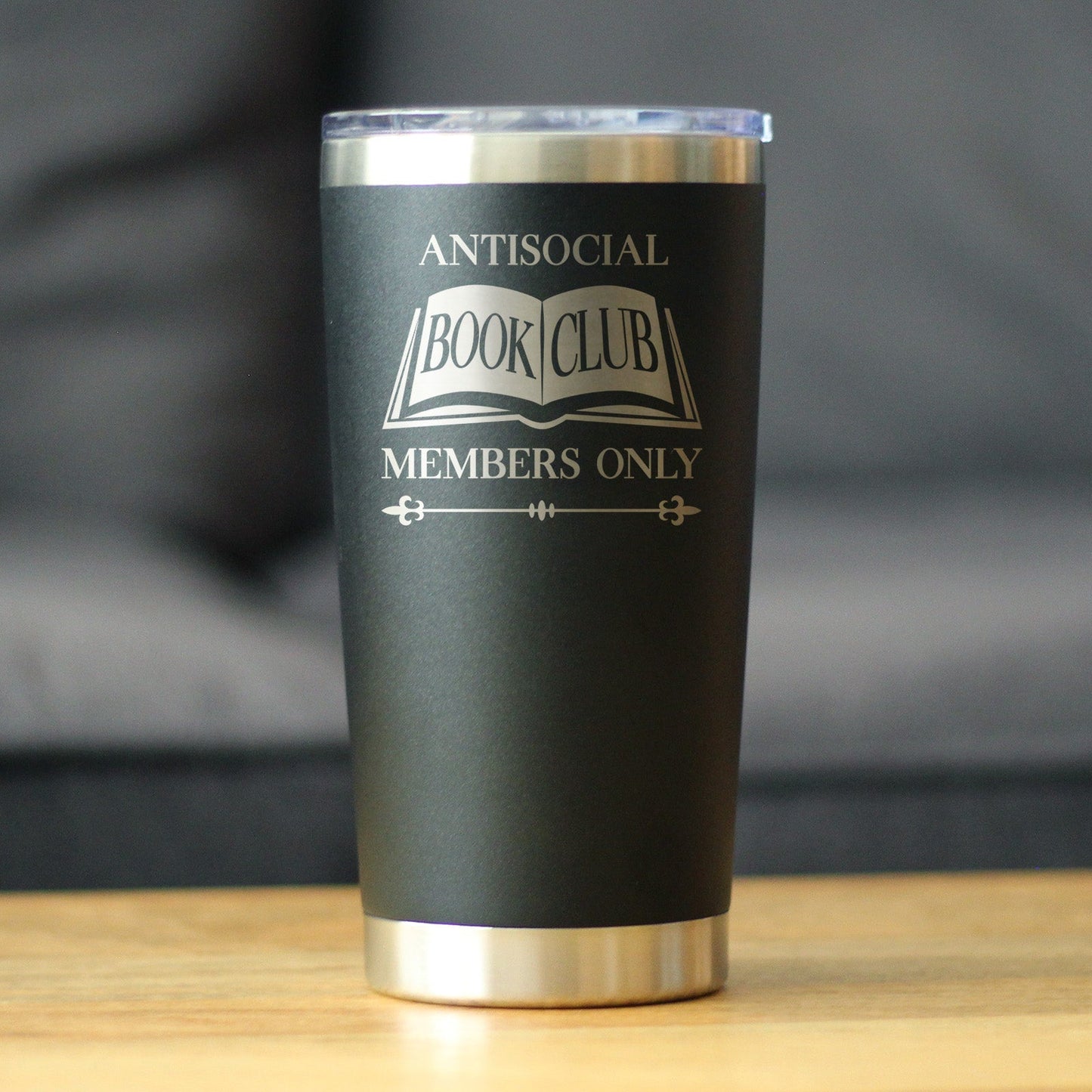 Antisocial Book Club Insulated Coffee Tumbler with Sliding Lid Gifts for Exclusive Book Clubs 20oz Stainless Steel Tumbler