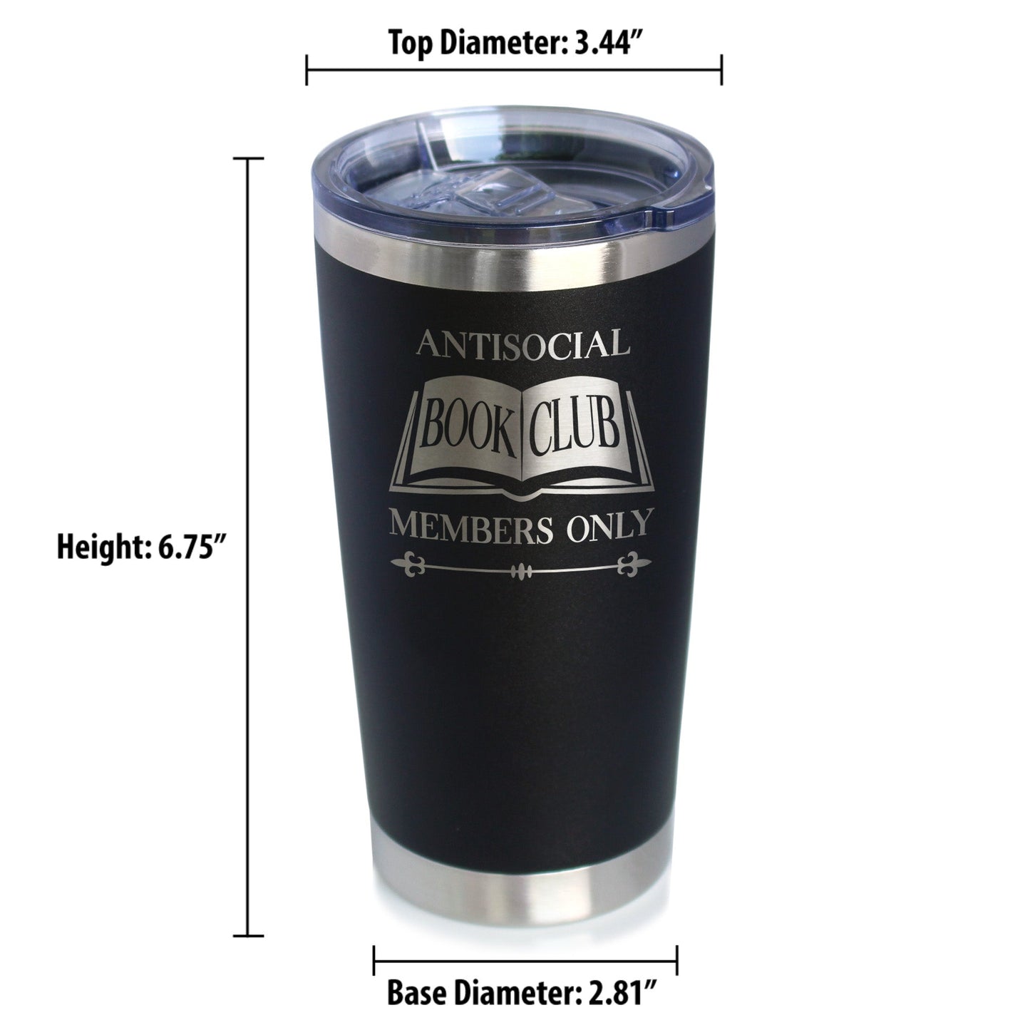 Antisocial Book Club Insulated Coffee Tumbler with Sliding Lid Gifts for Exclusive Book Clubs 20oz Stainless Steel Tumbler