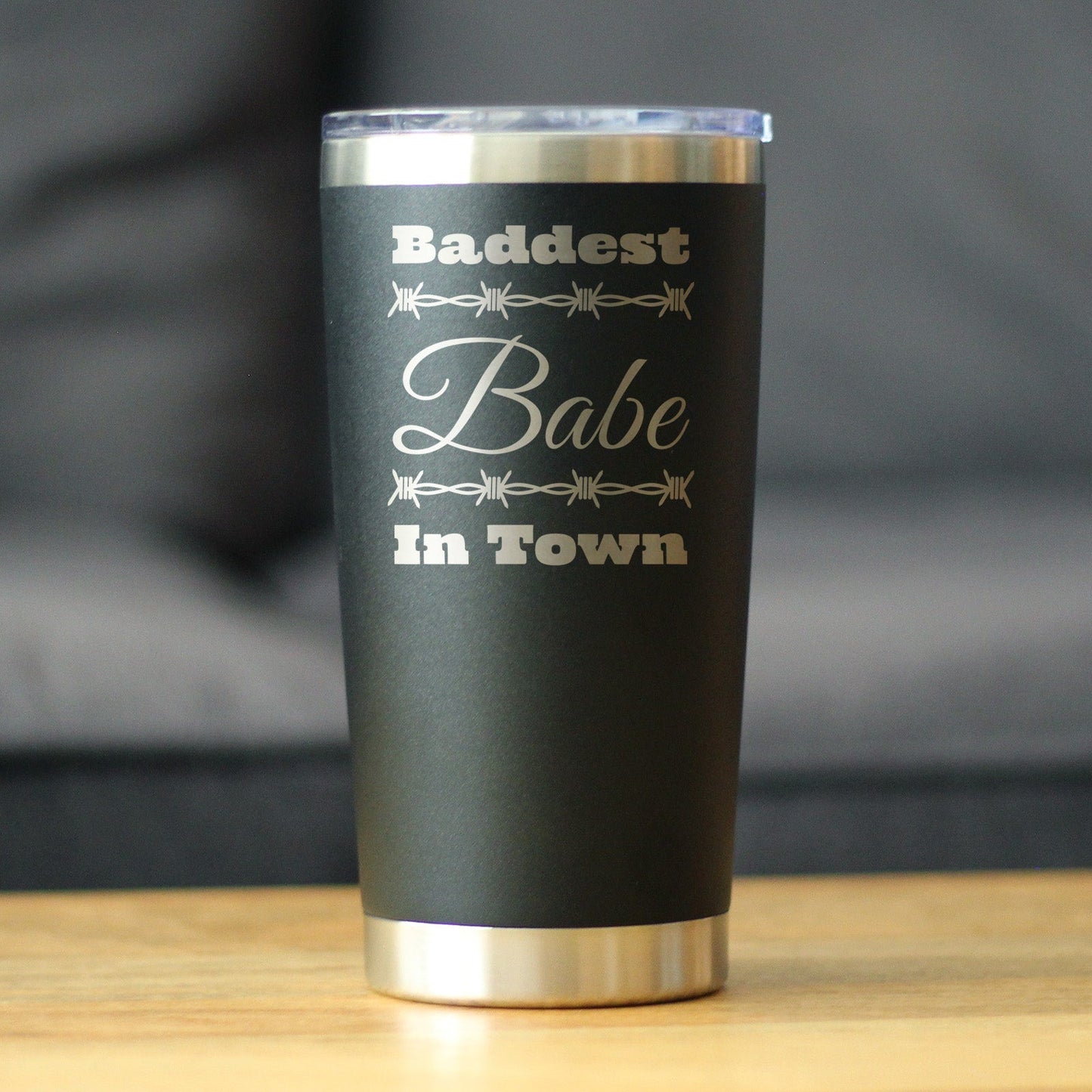 Baddest Babe in Town Insulated Coffee Tumbler with Sliding Lid Gifts for Women with Attitude 20oz Stainless Steel Tumbler