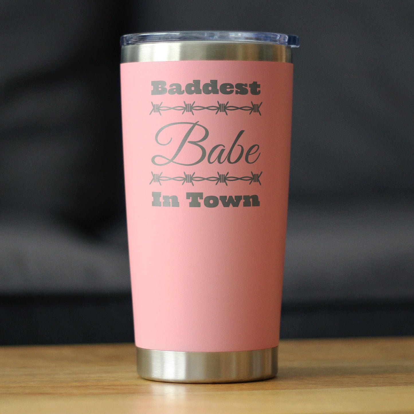 Baddest Babe in Town Insulated Coffee Tumbler with Sliding Lid Gifts for Women with Attitude 20oz Stainless Steel Tumbler