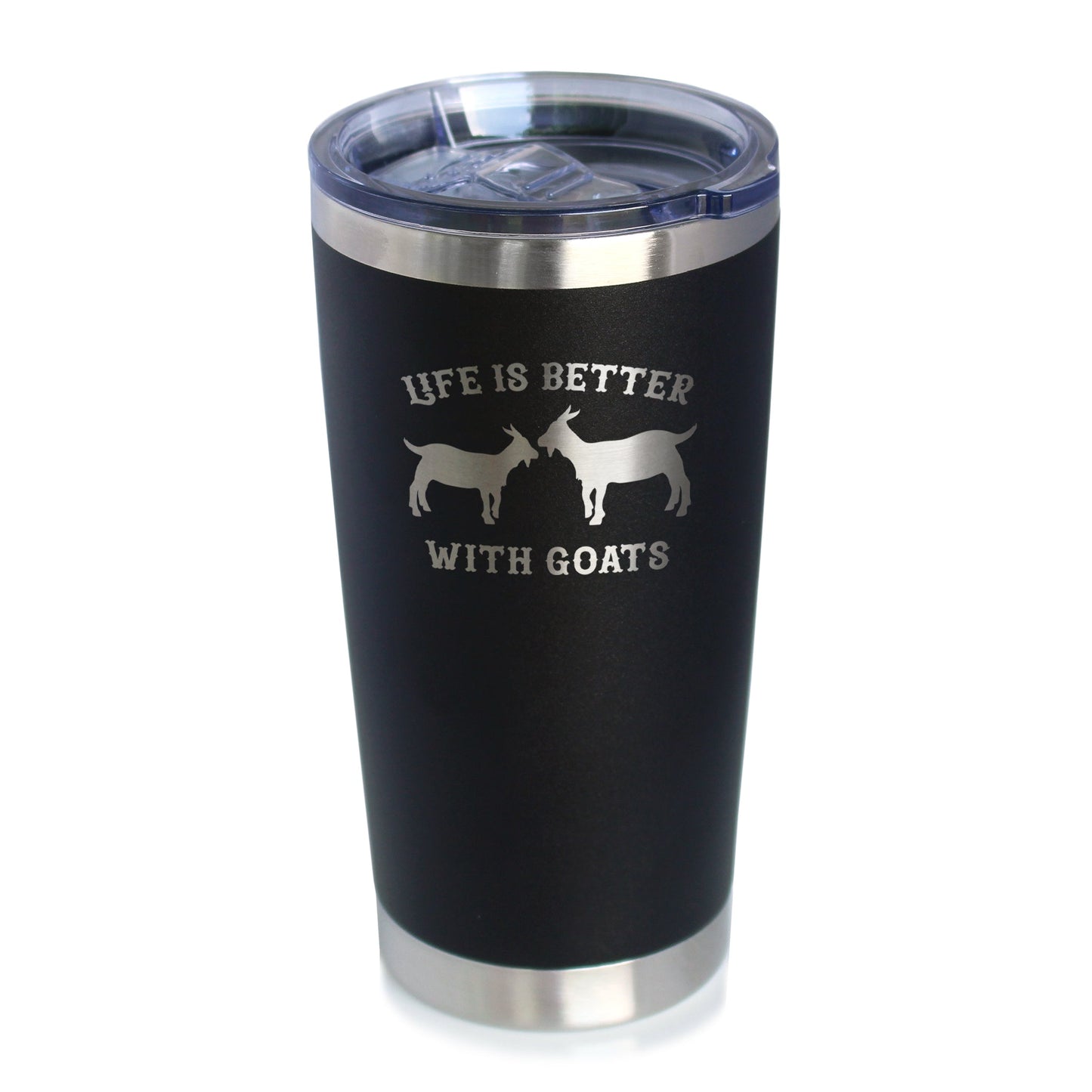 Life is Better With Goats - Insulated Coffee Tumbler Cup with Sliding Lid - Stainless Steel Insulated Mug - Funny Goat Themed Gift for Women and Men