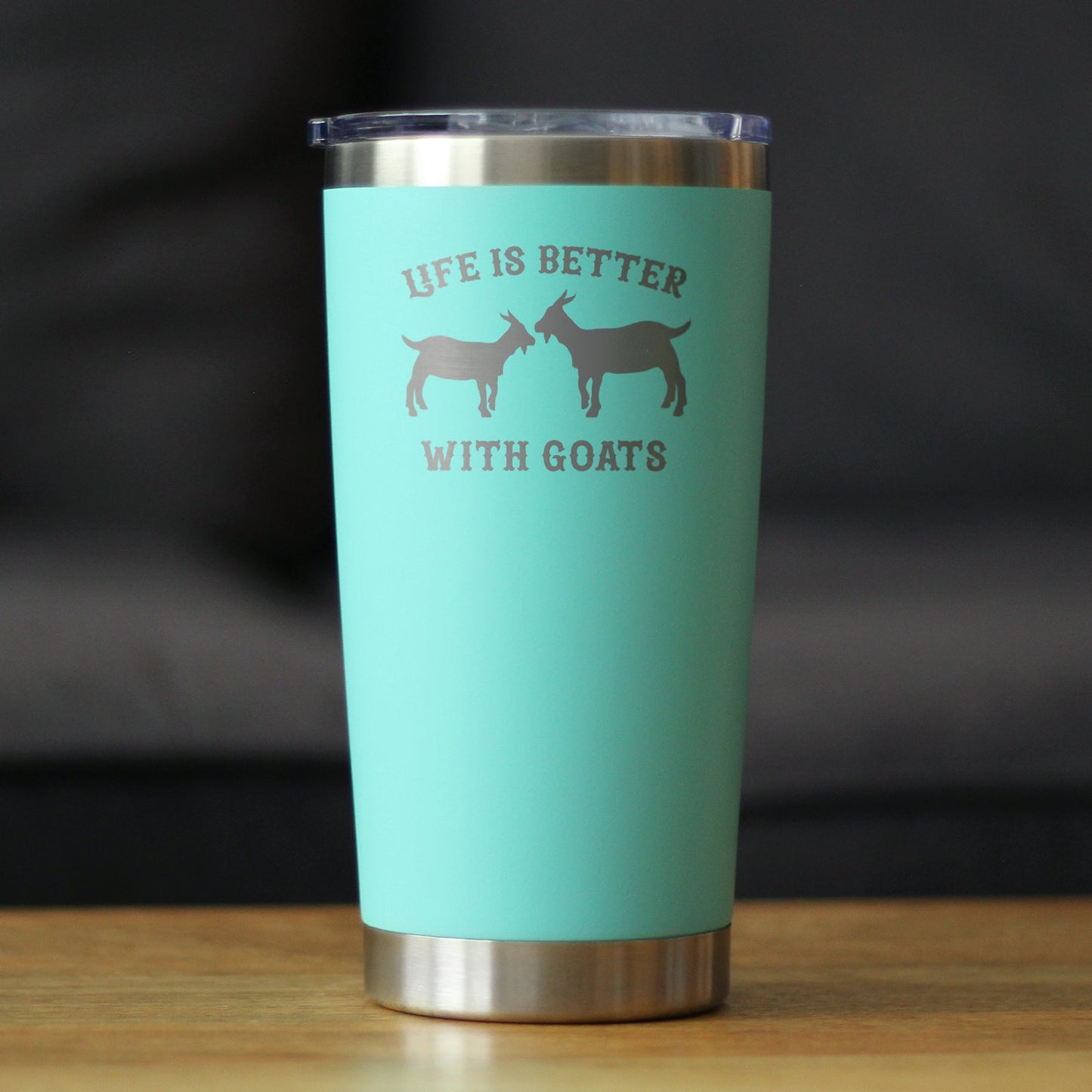 Life is Better With Goats - Insulated Coffee Tumbler Cup with Sliding Lid - Stainless Steel Insulated Mug - Funny Goat Themed Gift for Women and Men