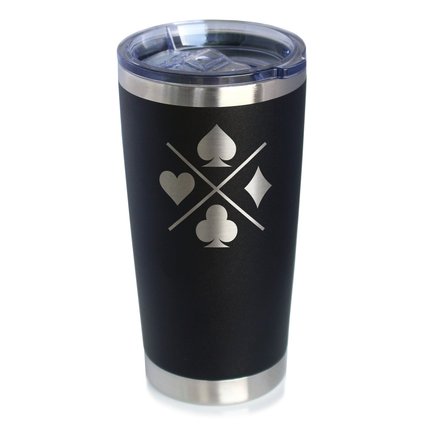 Card Suits Insulated Coffee Tumbler with Sliding Lid High Quality Gifts for Card Players 20oz Stainless Steel Tumbler