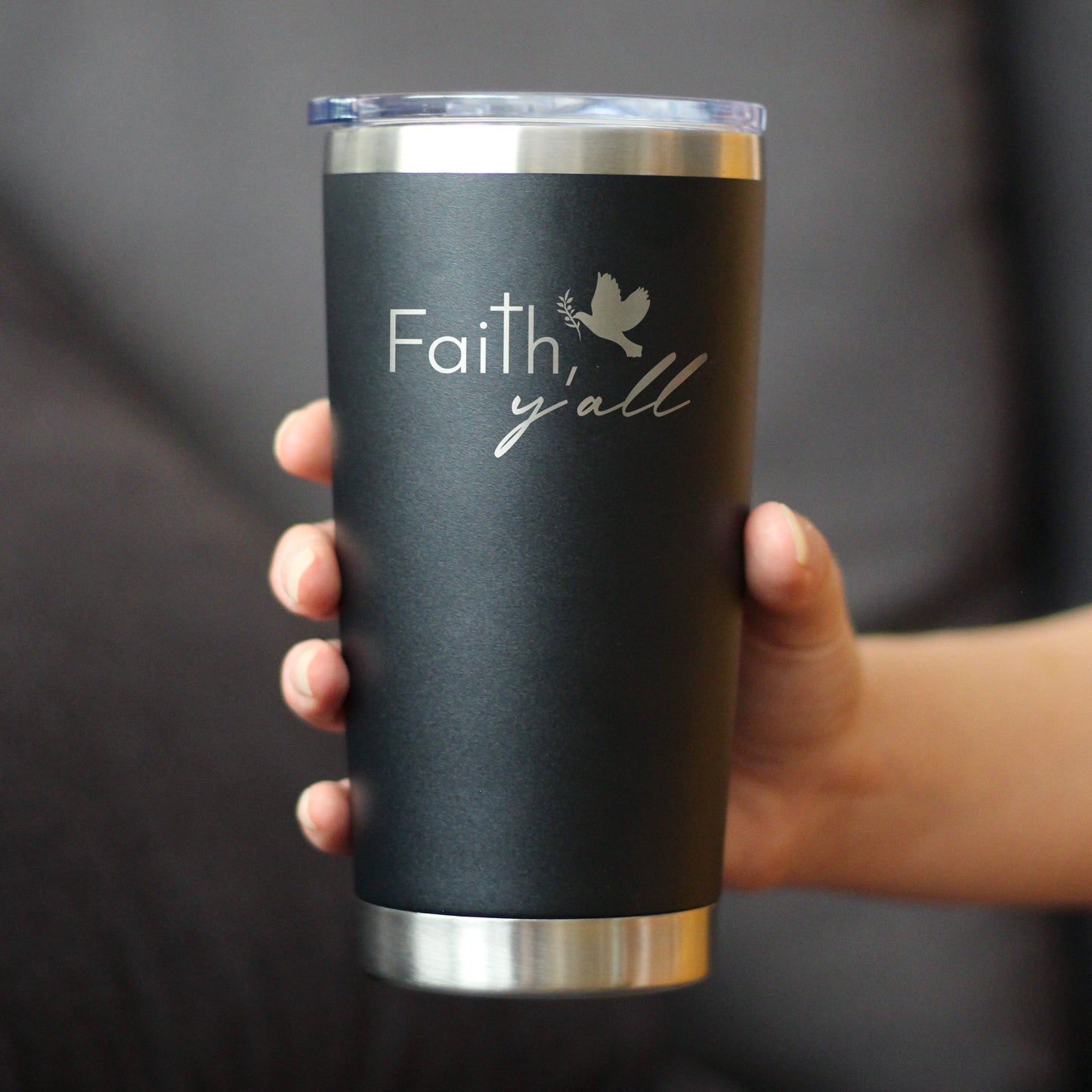 Faith Y'all Insulated Coffee Tumbler with Sliding Lid Christianity Gifts for Christians 20oz Stainless Steel Tumbler