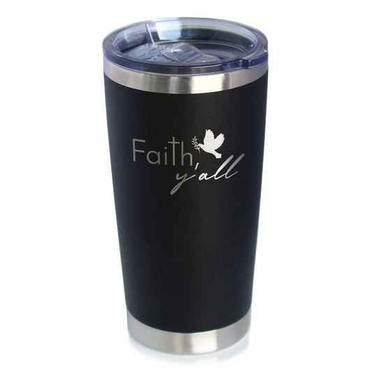 Faith Y'all Insulated Coffee Tumbler with Sliding Lid Christianity Gifts for Christians 20oz Stainless Steel Tumbler