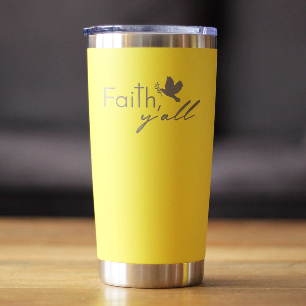 Faith Y'all Insulated Coffee Tumbler with Sliding Lid Christianity Gifts for Christians 20oz Stainless Steel Tumbler