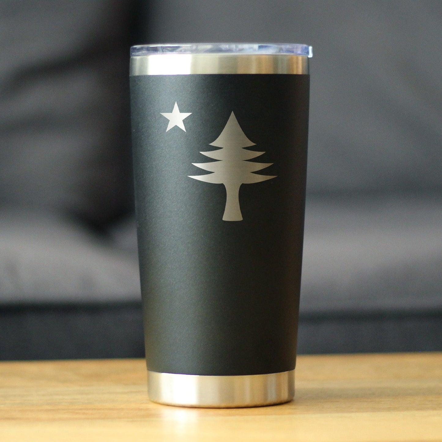 Flag of Maine - Insulated Coffee Tumbler Cup with Sliding Lid - Stainless Steel Travel Mug - Maine Gift for Women and Men Mainers