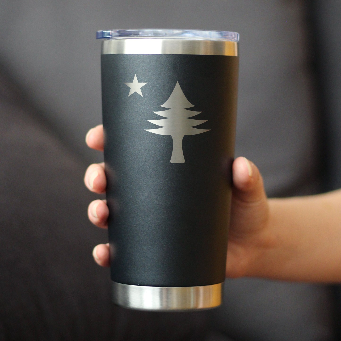 Flag of Maine - Insulated Coffee Tumbler Cup with Sliding Lid - Stainless Steel Travel Mug - Maine Gift for Women and Men Mainers