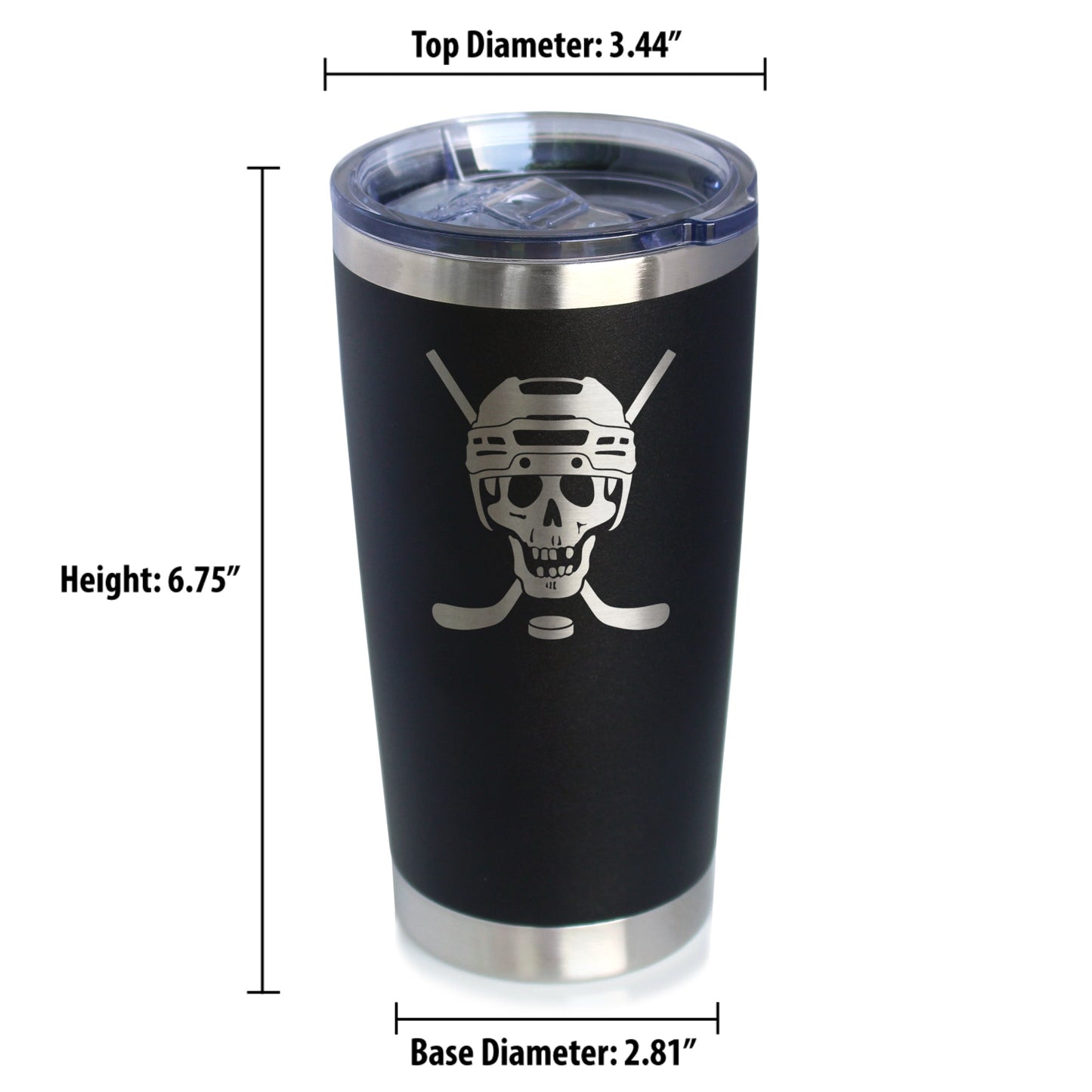 Hockey Skull Insulated Coffee Tumbler with Sliding Lid Hockey Gifts for Coach or Players 20oz Stainless Steel Tumbler