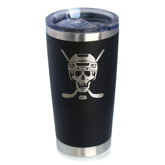 Hockey Skull Insulated Coffee Tumbler with Sliding Lid Hockey Gifts for Coach or Players 20oz Stainless Steel Tumbler