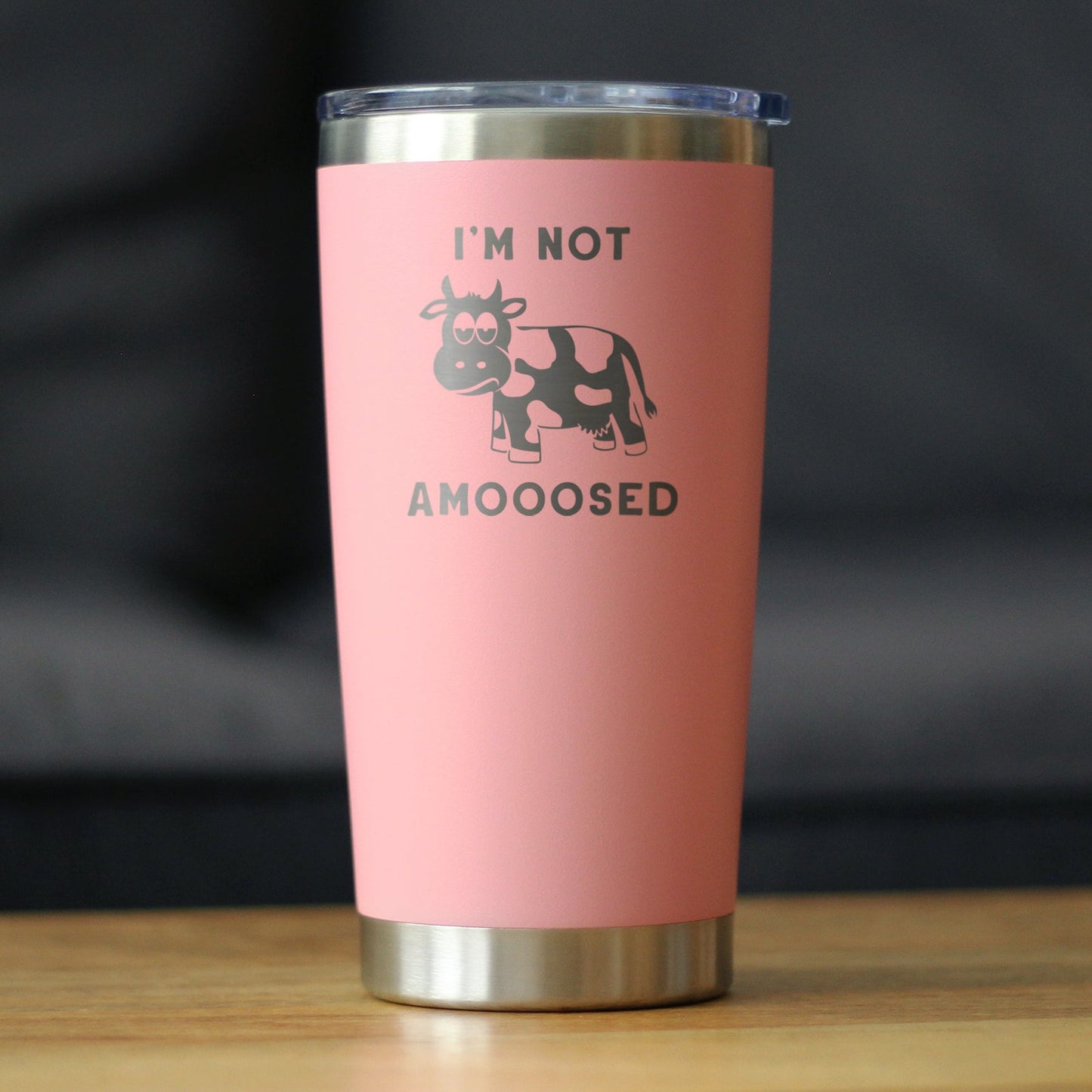 Not Amooosed - Insulated Coffee Tumbler Cup with Sliding Lid - Stainless Steel Insulated Mug - Funny Cow Themed Decor and Gifts