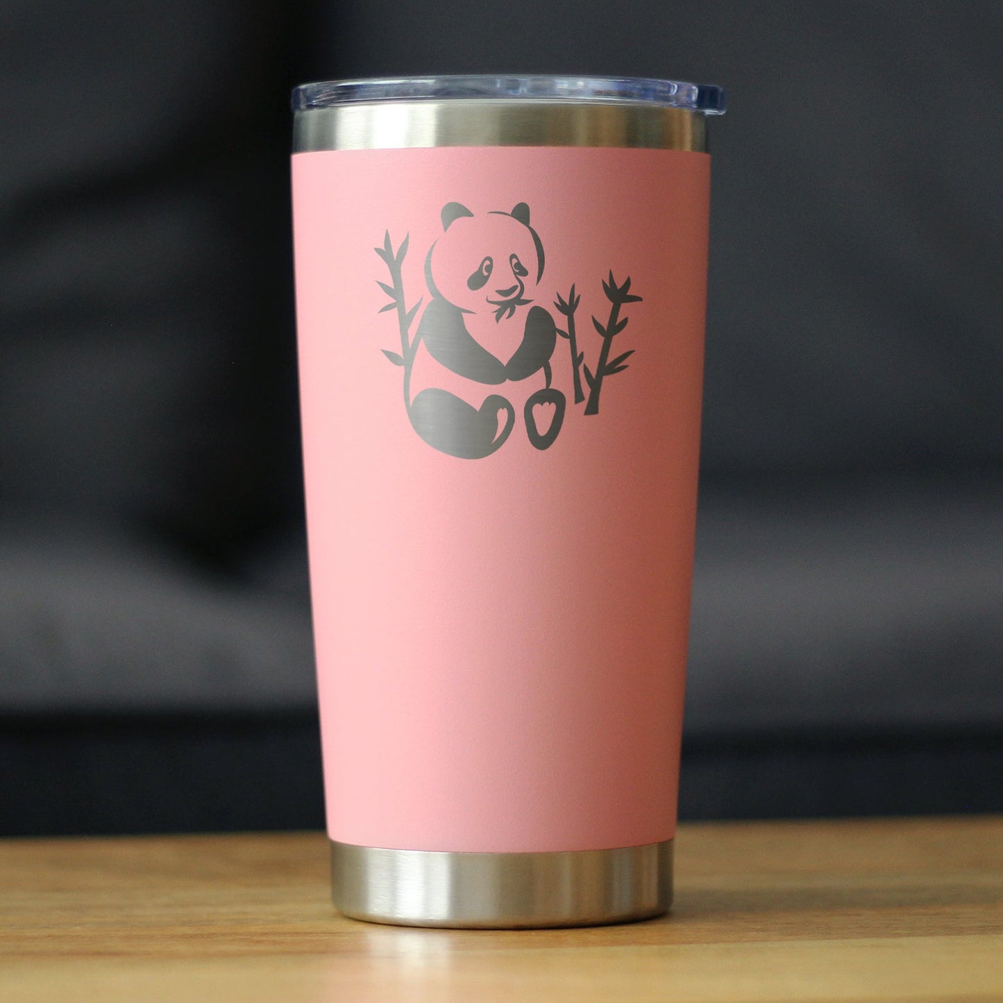 Panda - Insulated Coffee Tumbler Cup with Sliding Lid - Stainless Steel Travel Mug - Unique Panda Bear Gifts for Women and Men