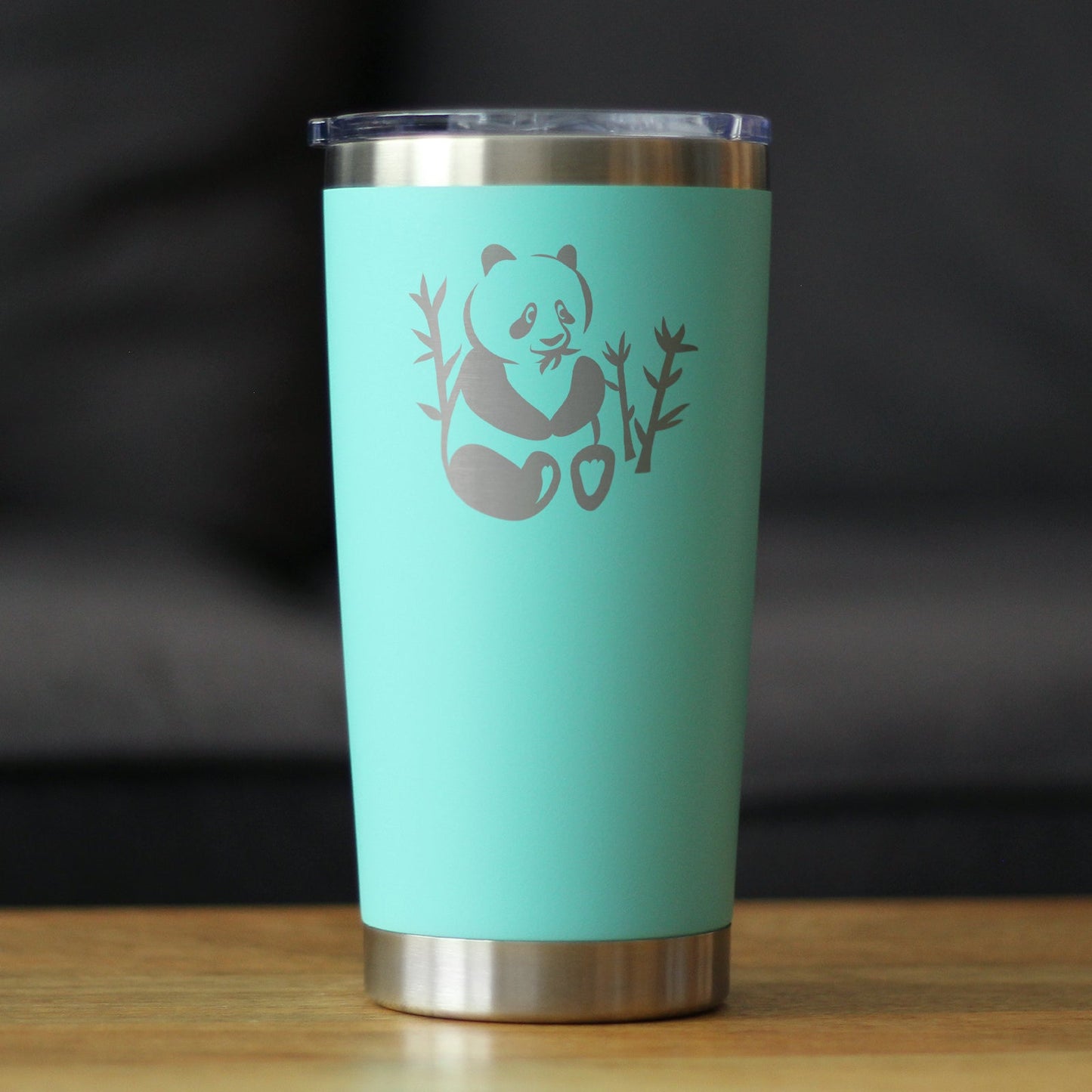 Panda - Insulated Coffee Tumbler Cup with Sliding Lid - Stainless Steel Travel Mug - Unique Panda Bear Gifts for Women and Men