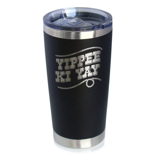 Yippee Ki Yay Insulated Coffee Tumbler with Sliding Lid Country Western Home Decor 20oz Stainless Steel Tumbler